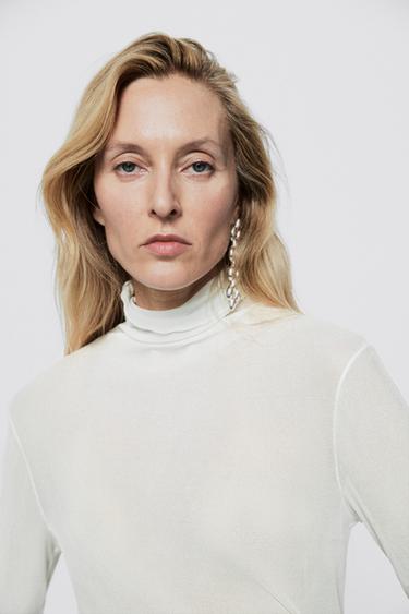 100% silk funnel neck T-shirt - LIMITED EDITION — WHITE 3