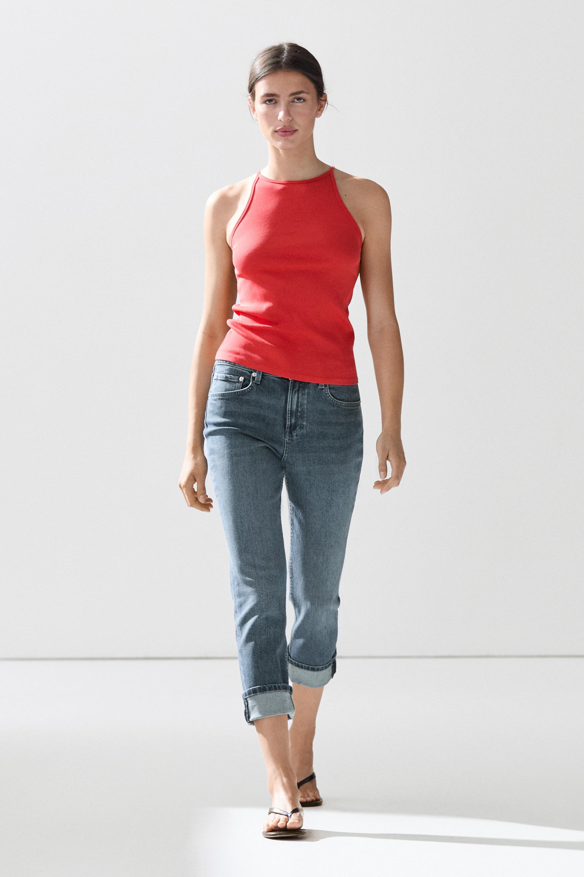 Top halter em mistura de algodão