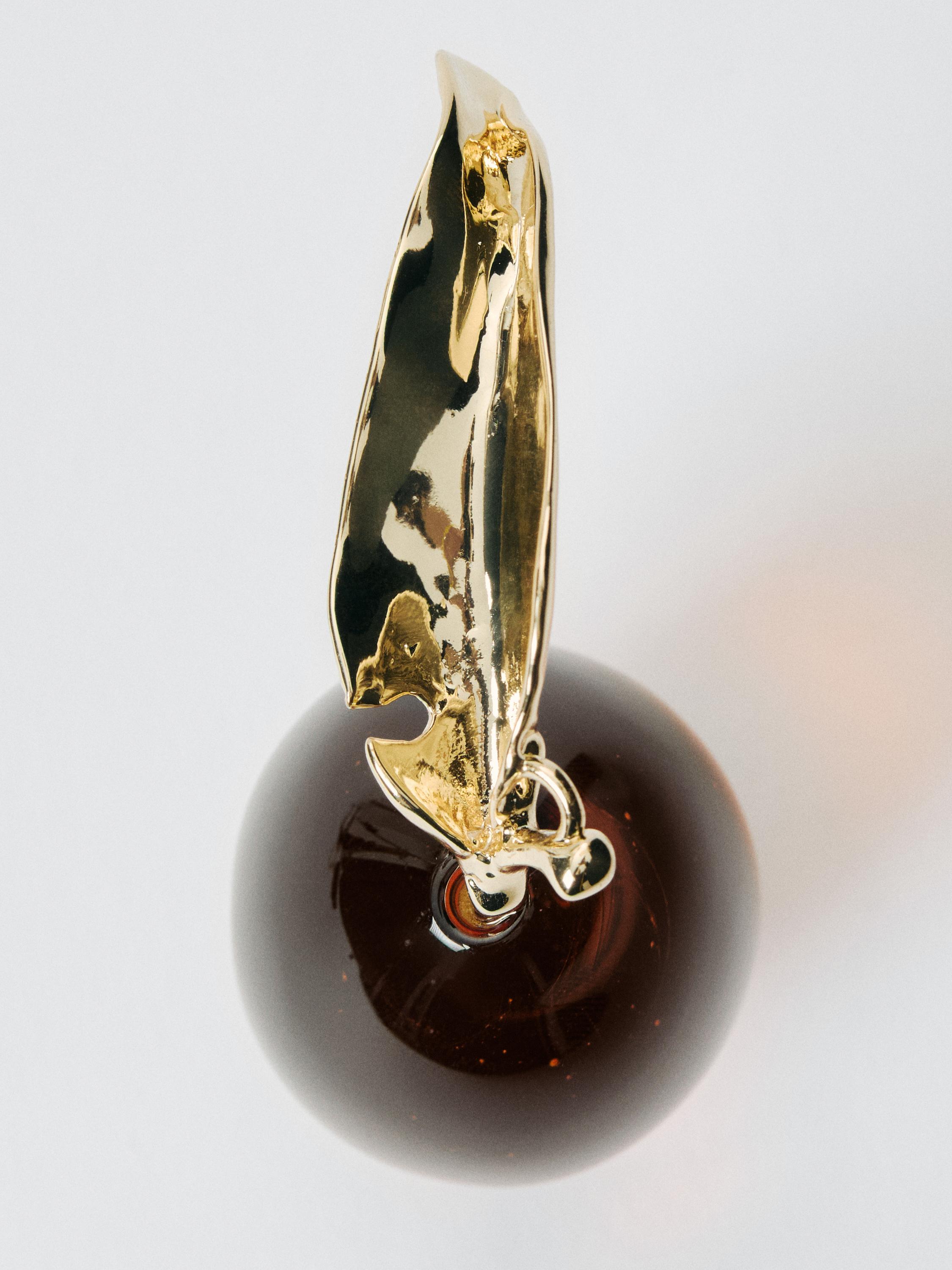 Pendant with glass lemon piece — SILVER