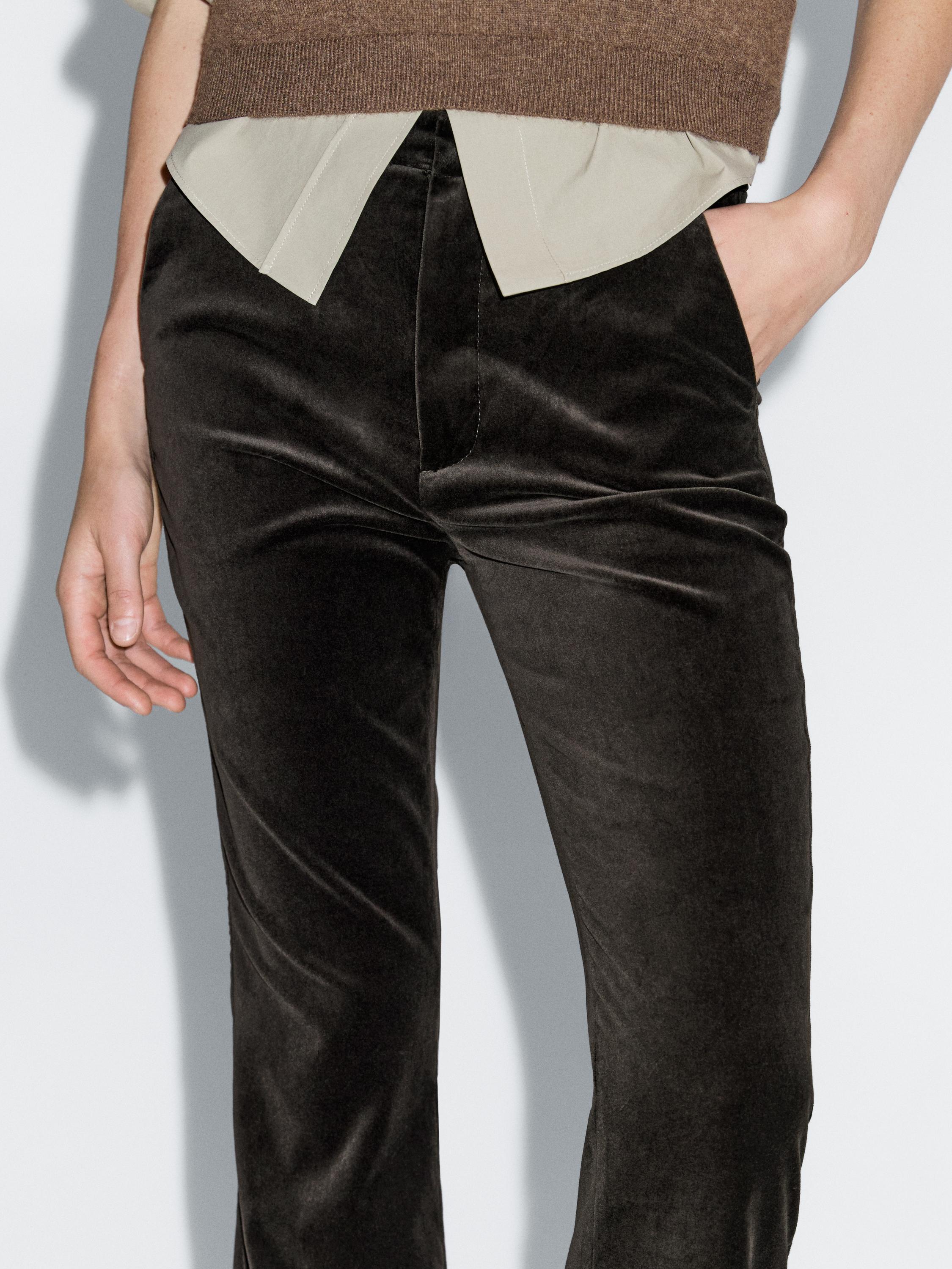 Skinny flare fit velvet trousers