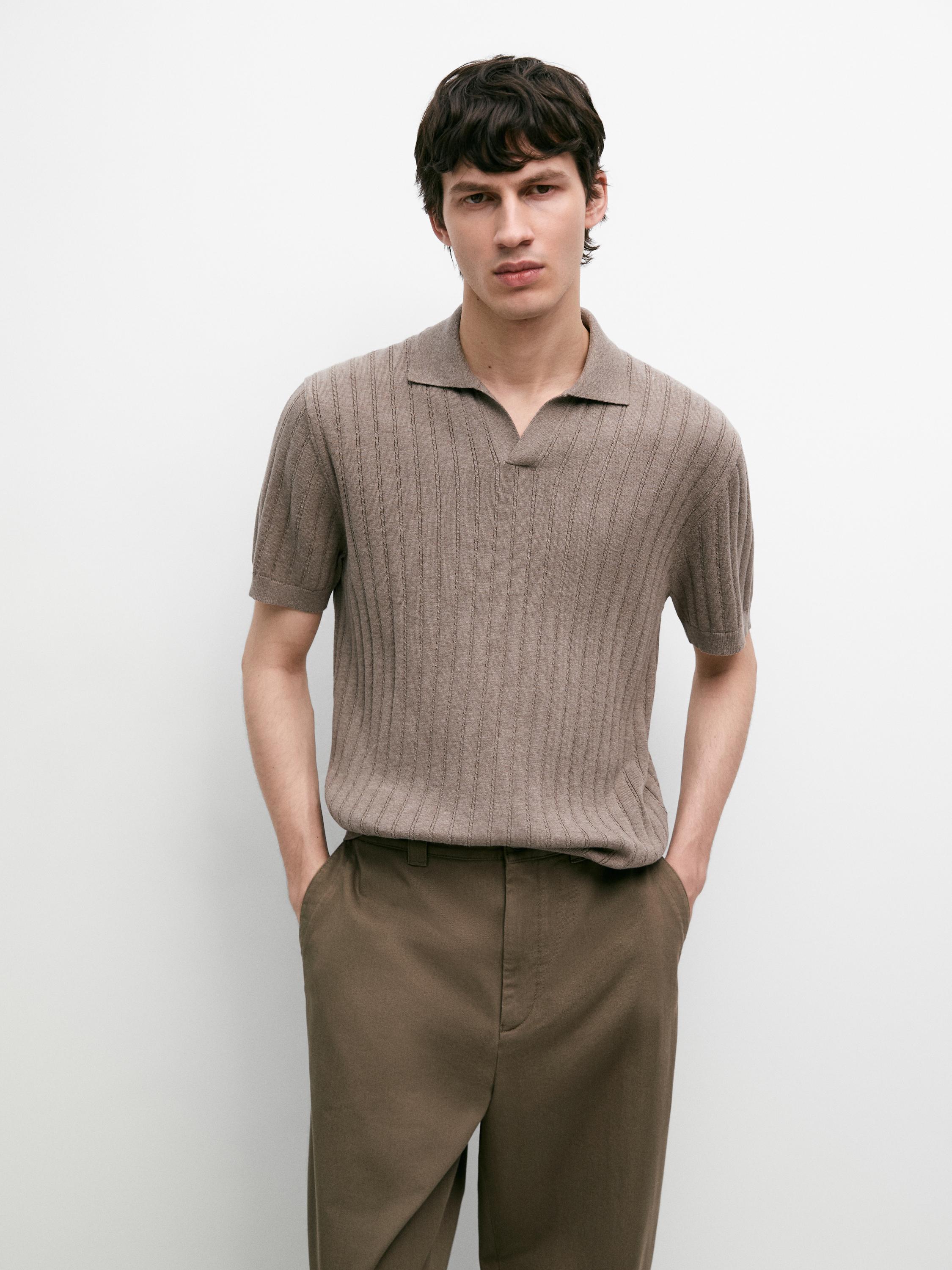 Cable-knit polo sweater — MINK