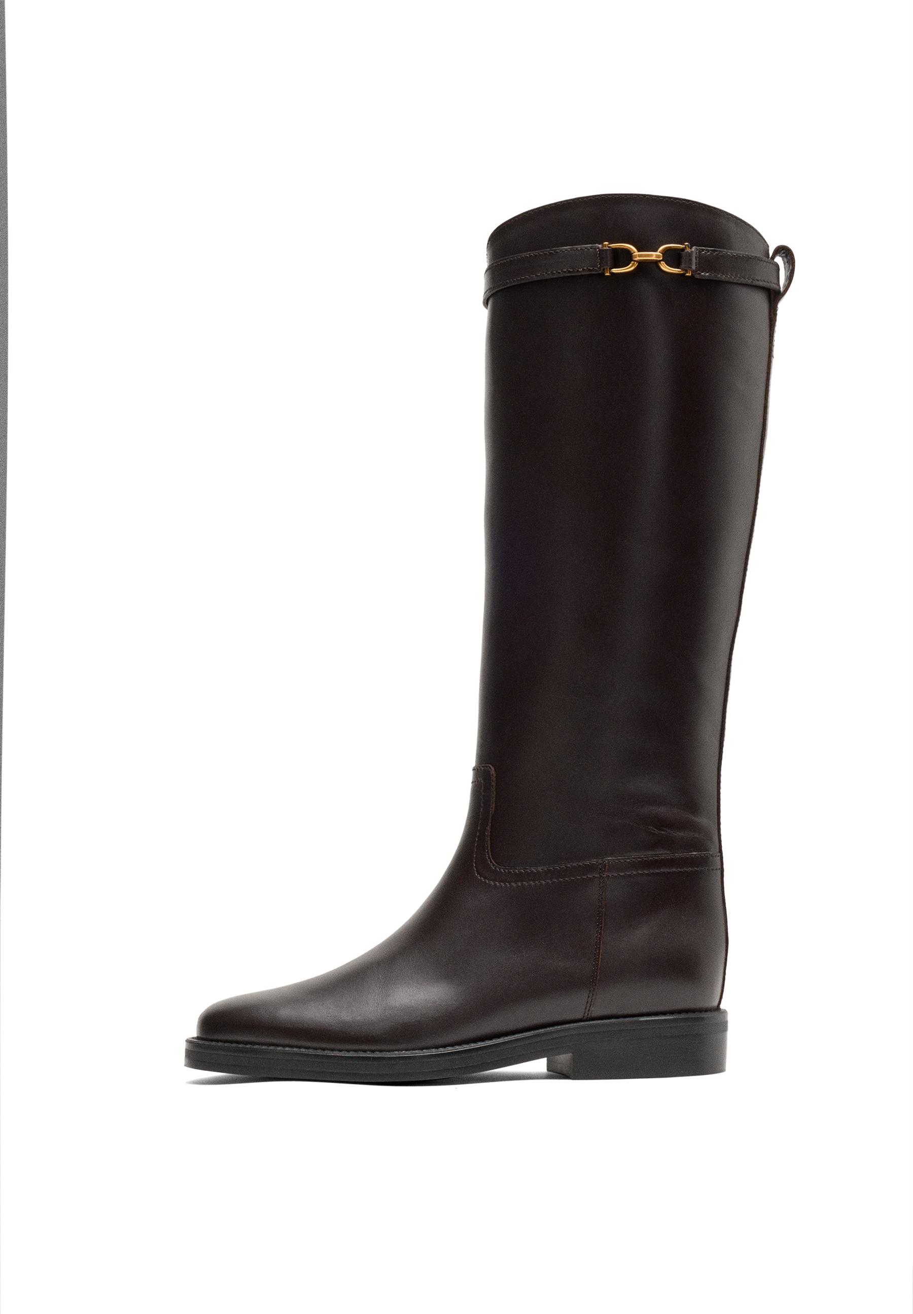 Leather riding boot — BROWN