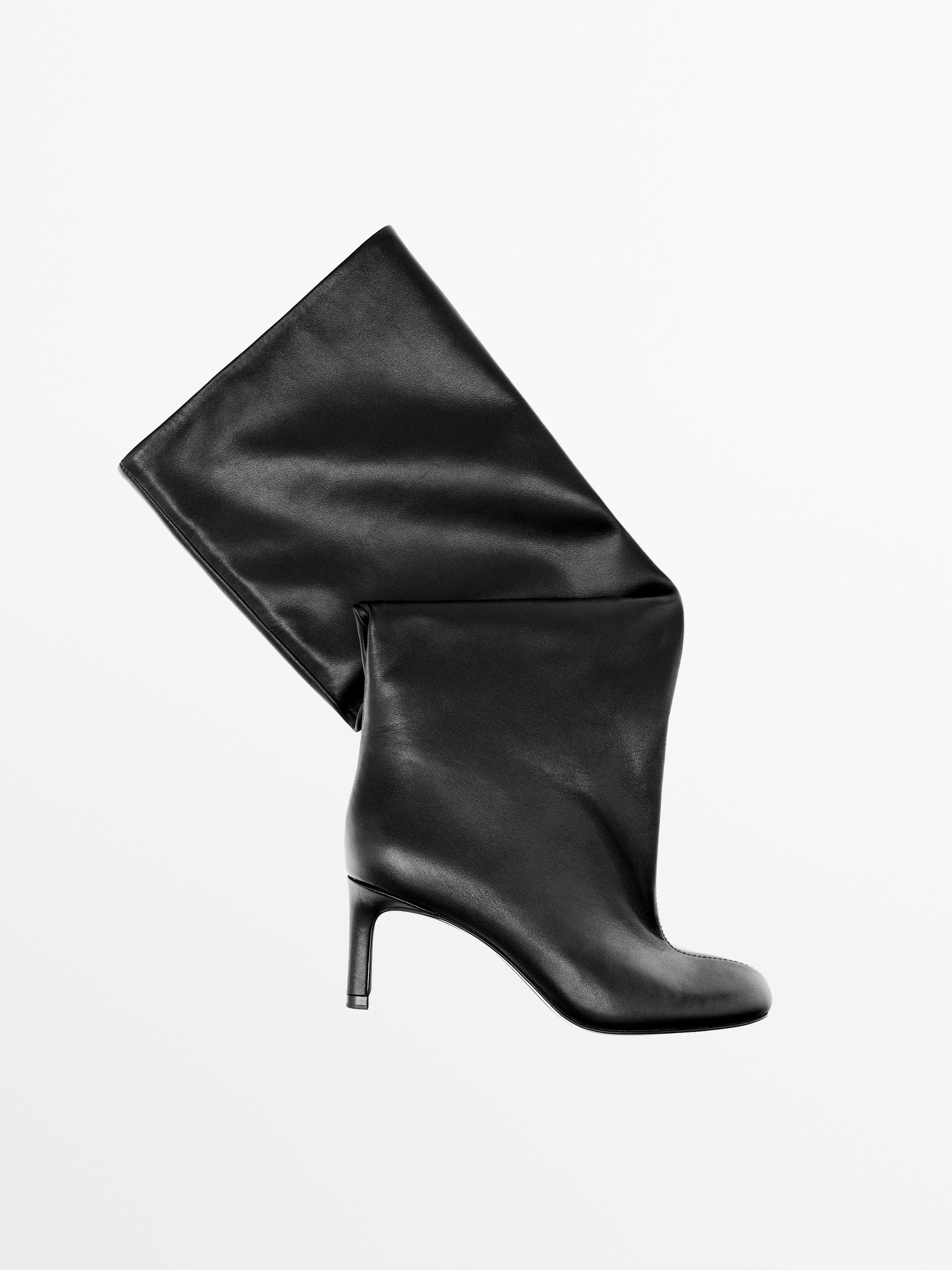 Шкіряні чоботи в стилі гаучо з круглим носком