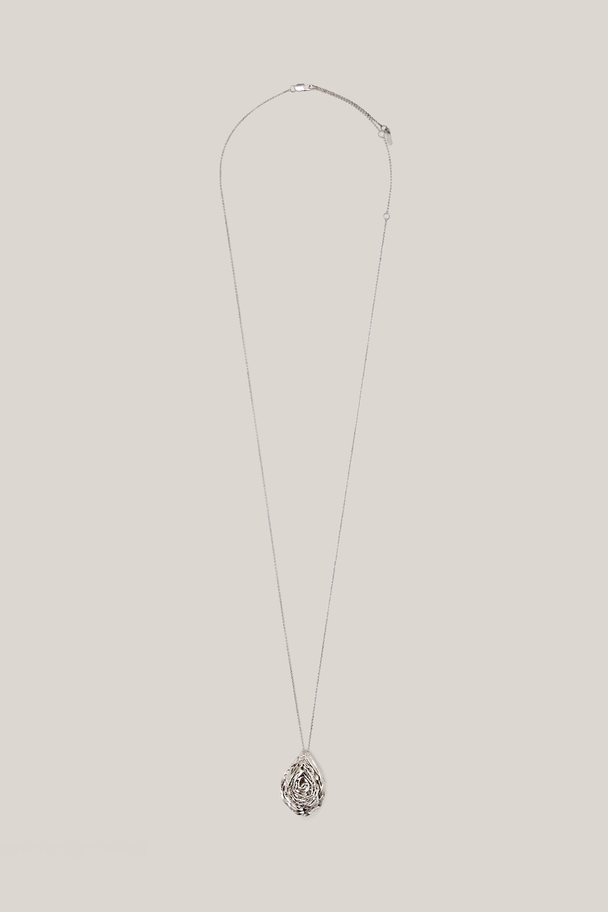 Necklace with textured pear basket piece - LIMITED EDITION — SILVER