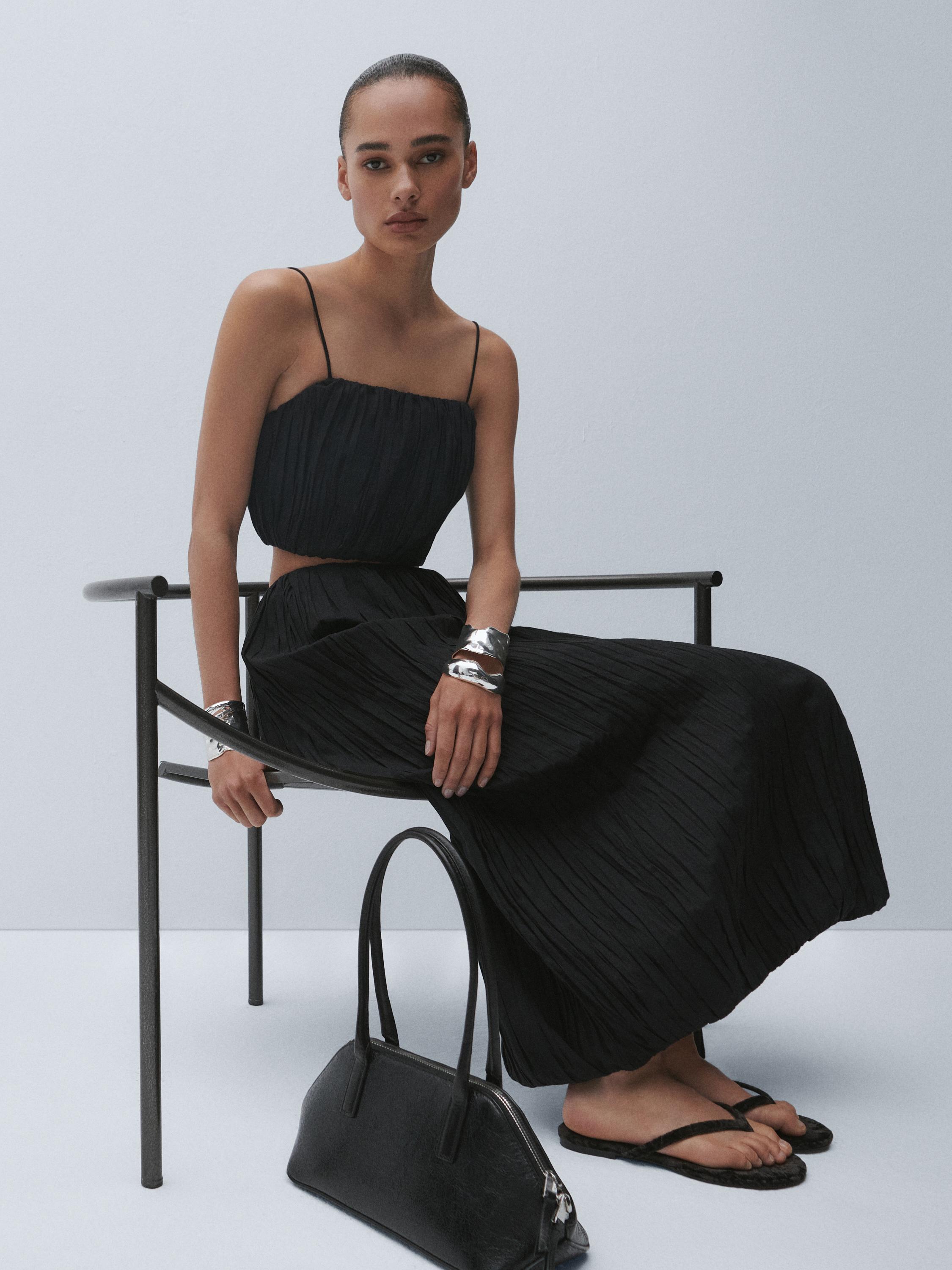 Pleated midi skirt