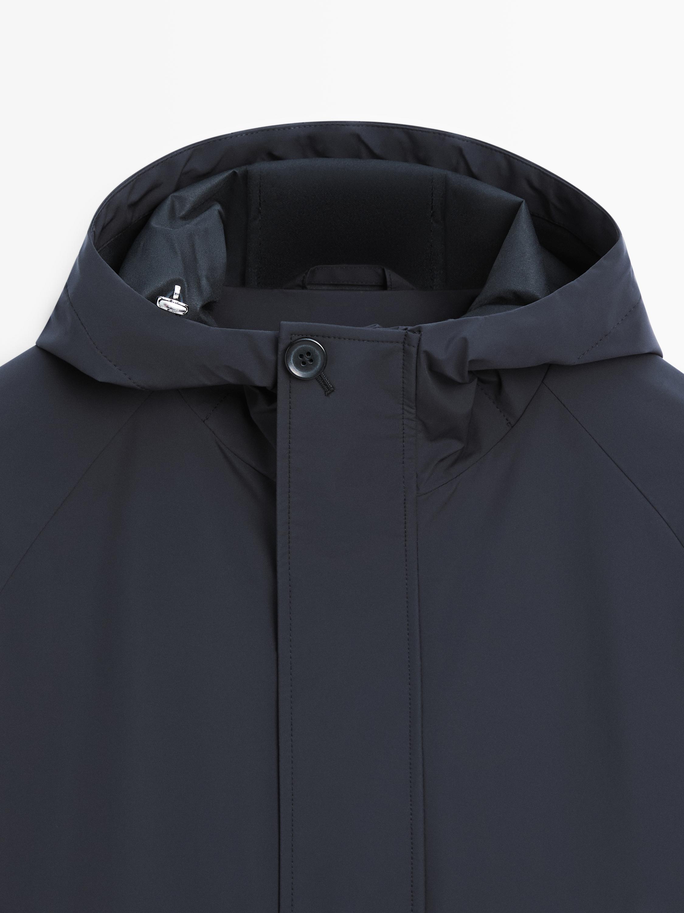 Long hooded parka — NAVY BLUE