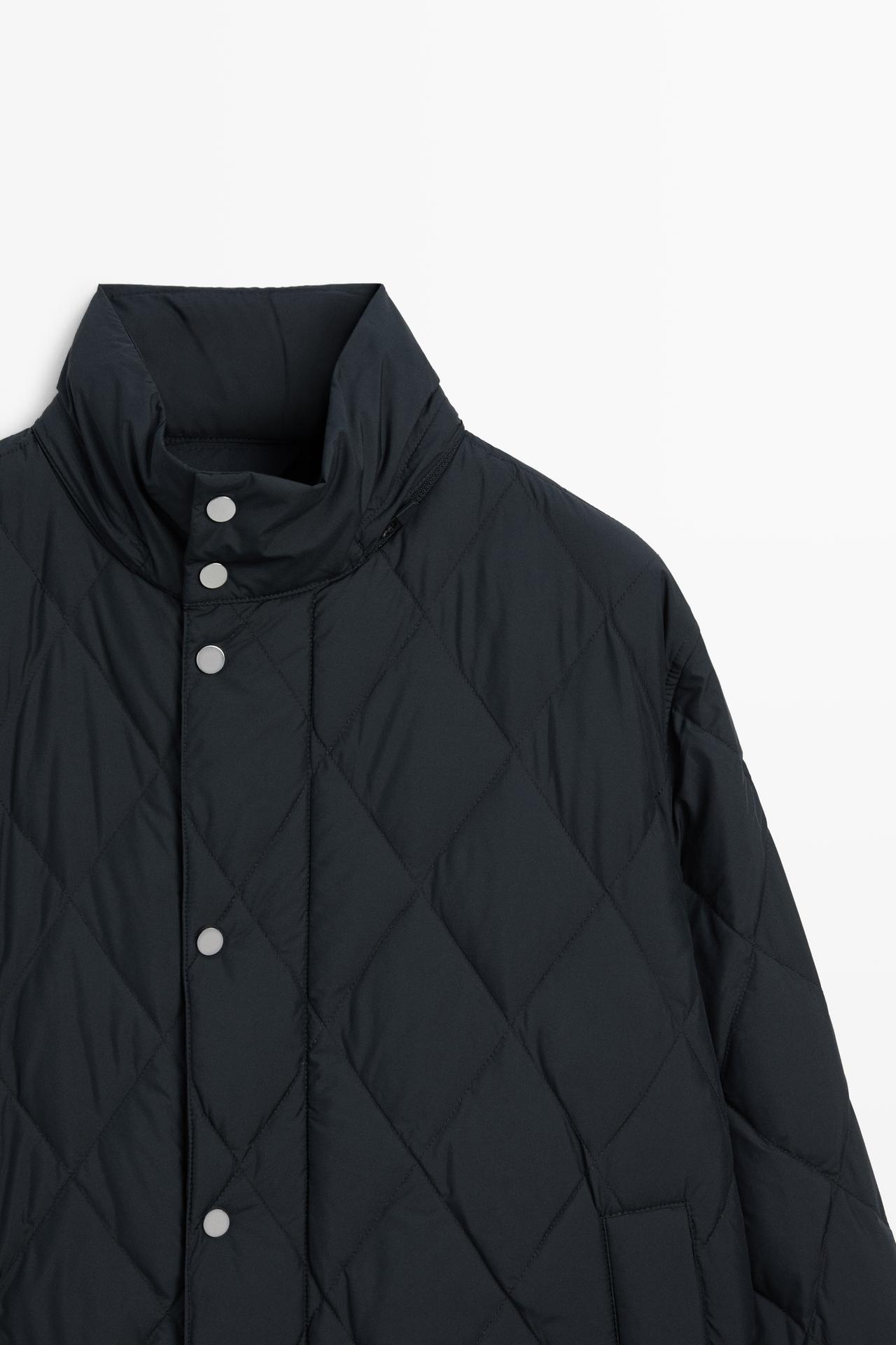 Down jacket with button detail — DARK BLUE
