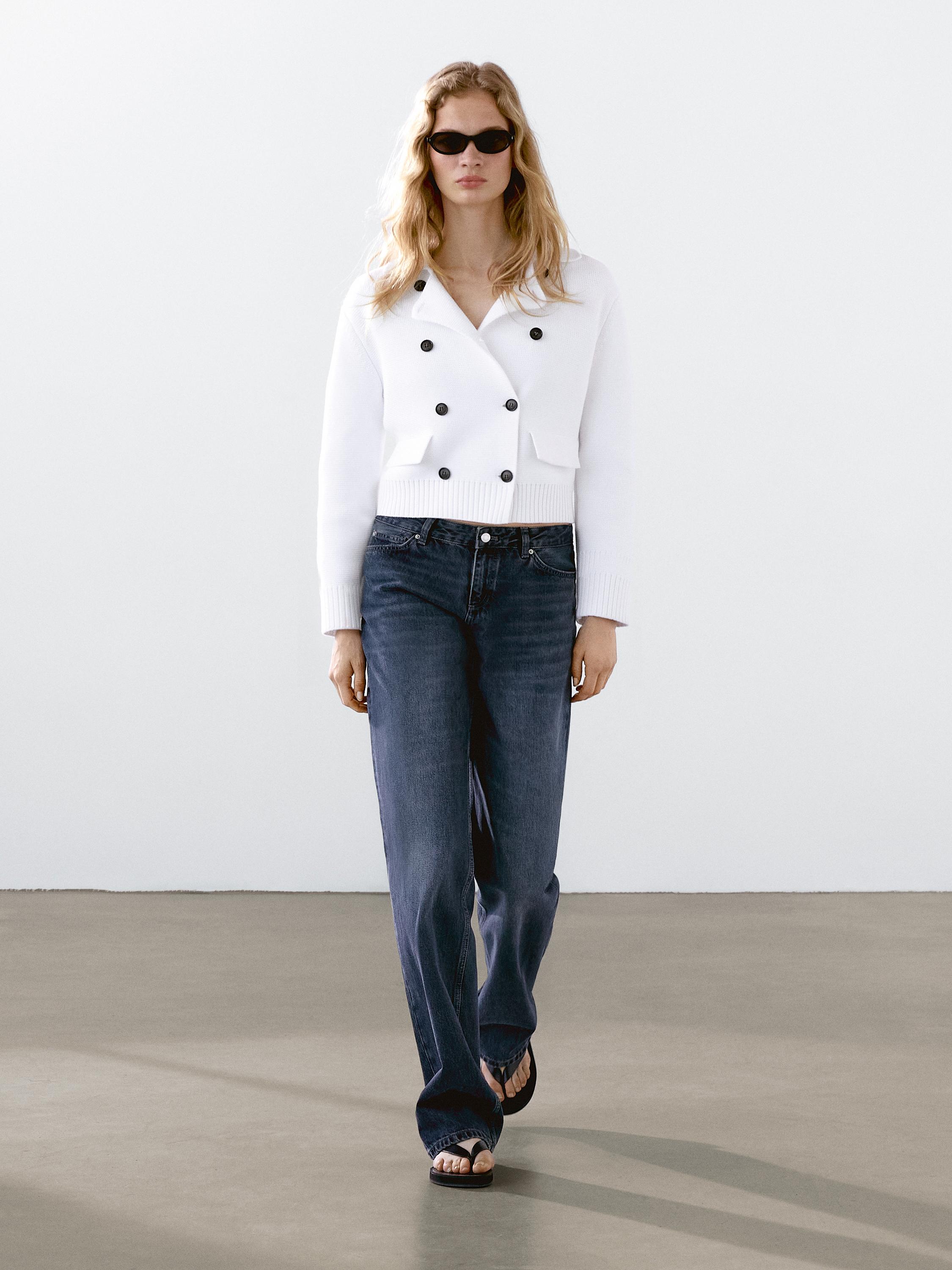 Double-breasted Milano knit cardigan