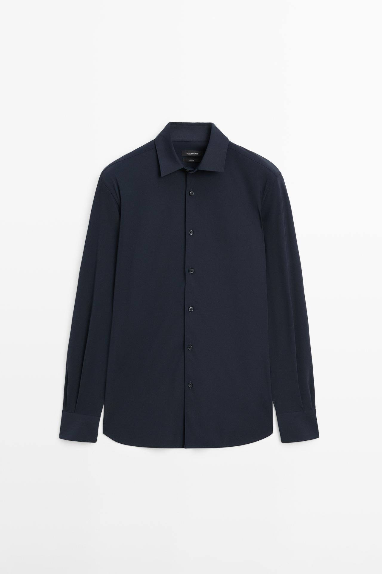 Slim fit stretch shirt — NAVY BLUE