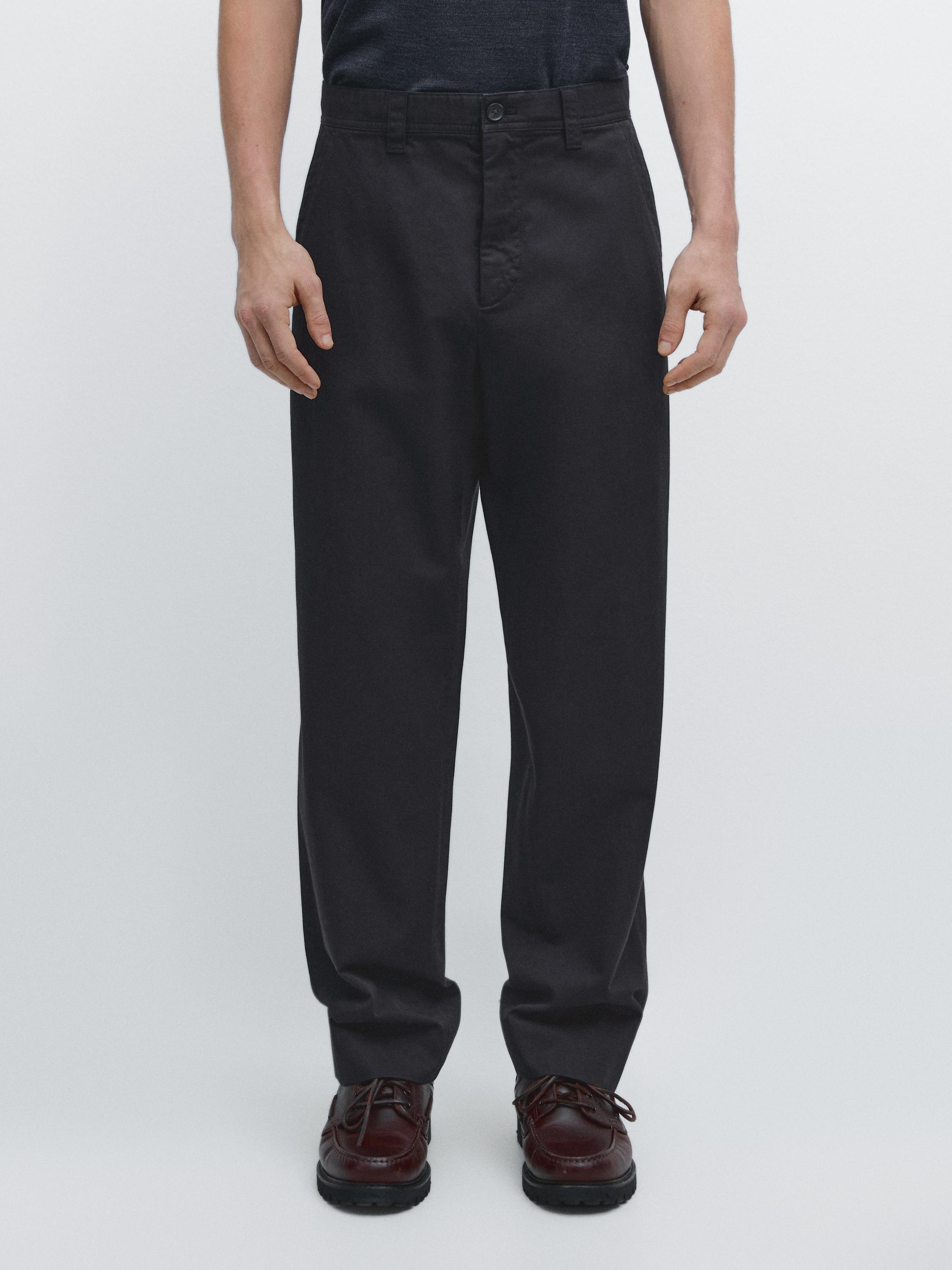 Relaxed fit cotton trousers — NAVY BLUE