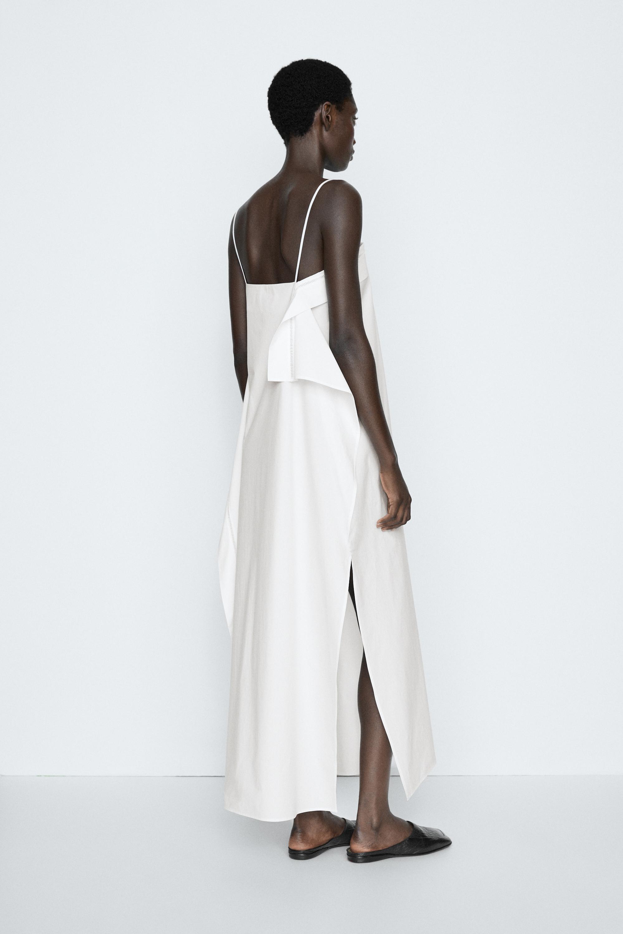 Asymmetric ruffle midi dress - STUDIO — Off white