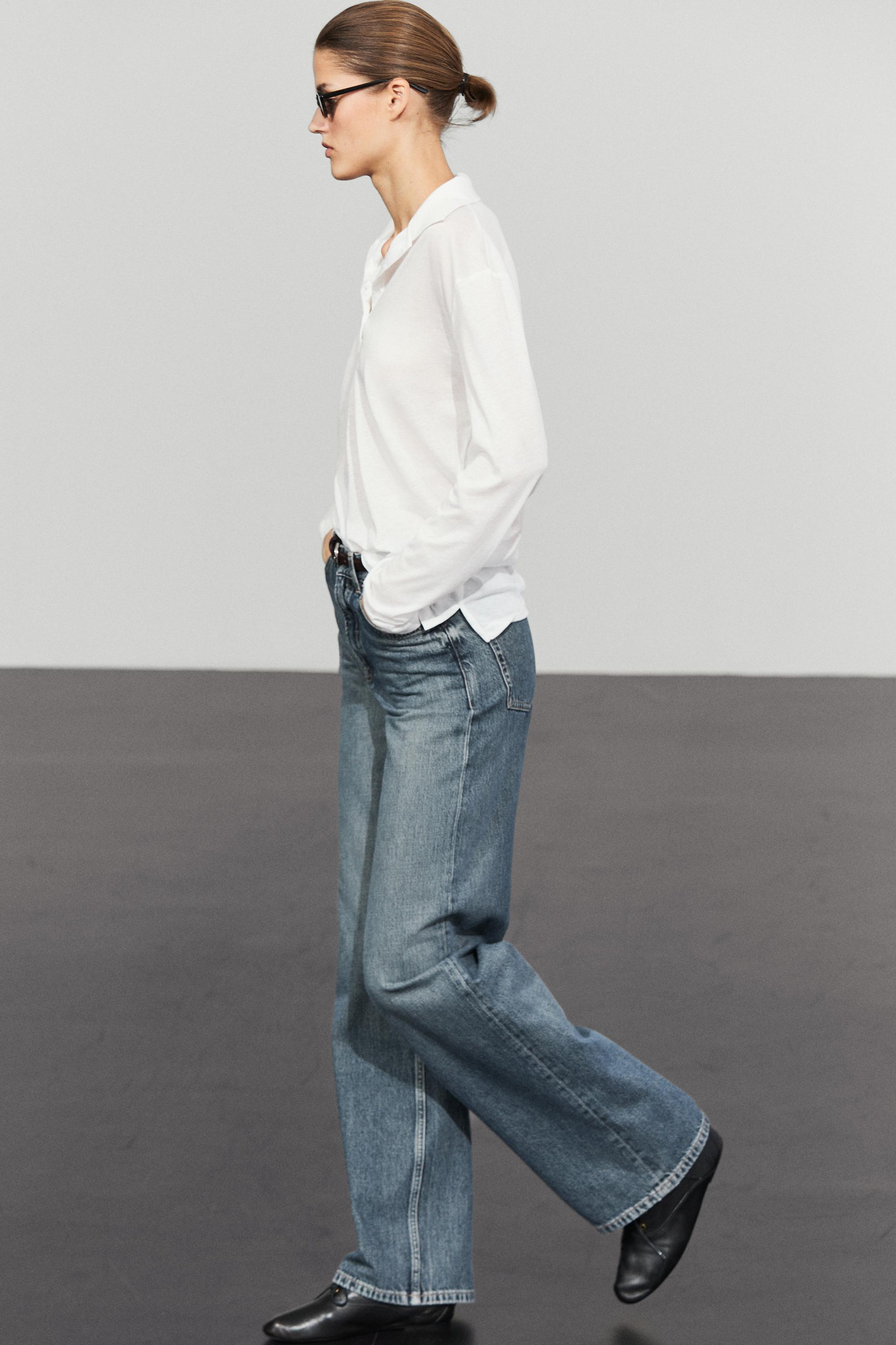 100% cotton long sleeve polo shirt — Off white