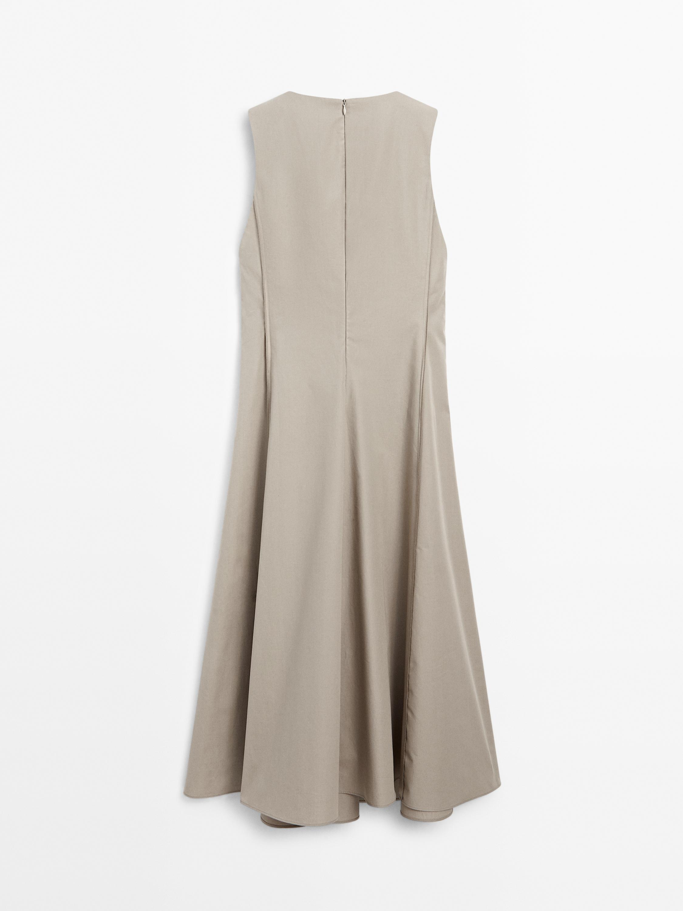 Poplin flounce midi dress