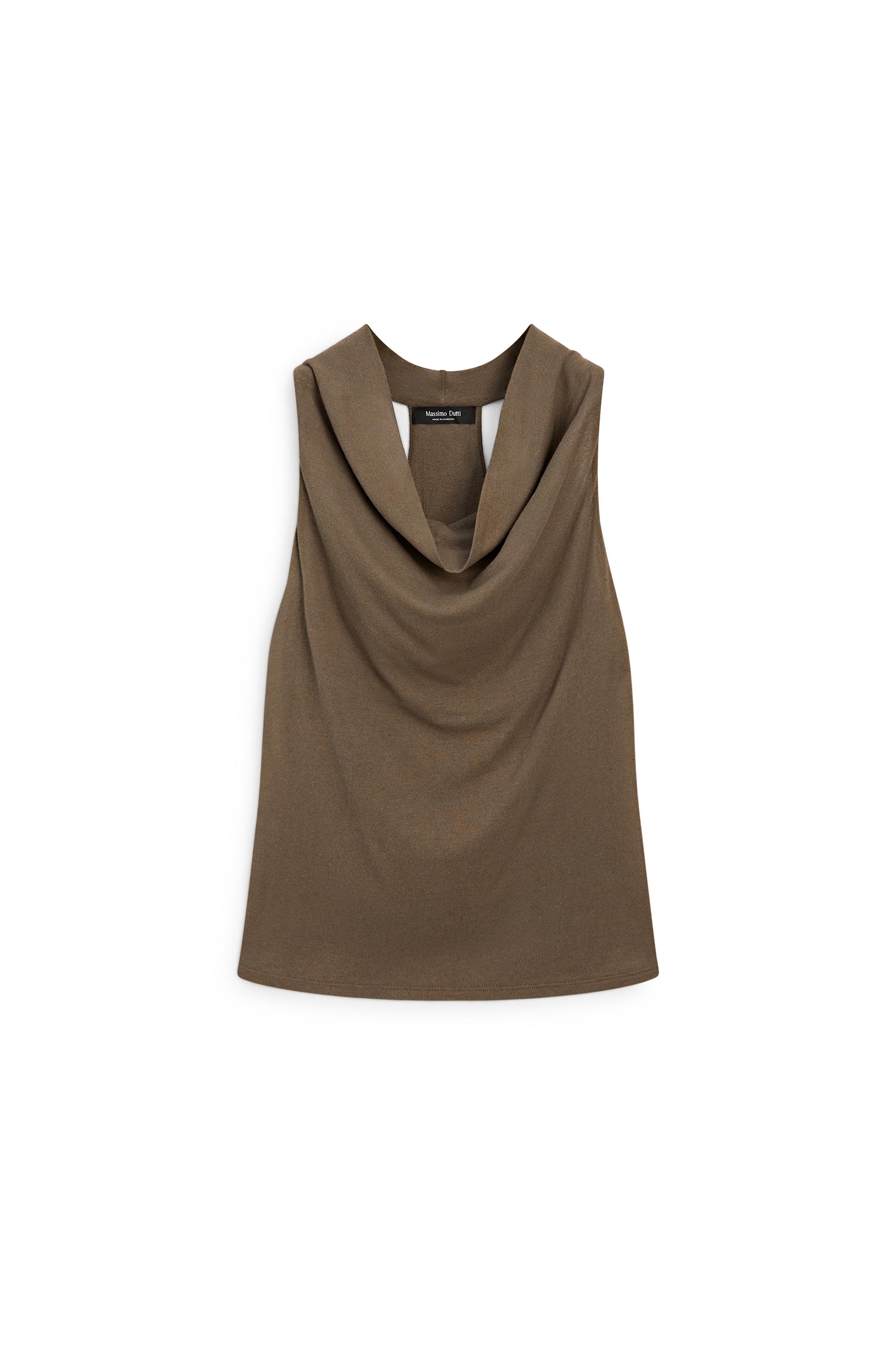 100% cotton draped top — MOLE BROWN
