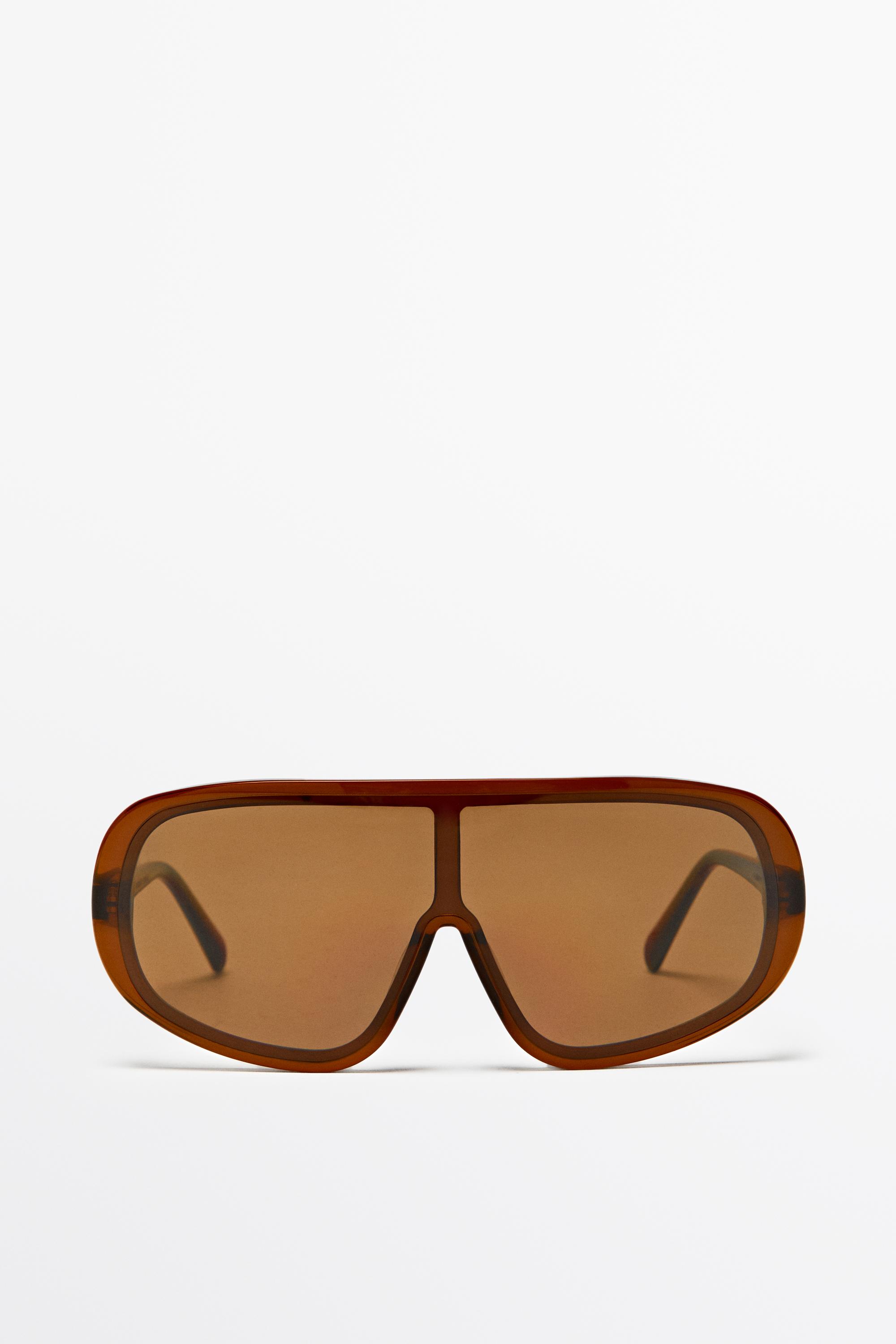 Oversized wrap sunglasses — Caramel
