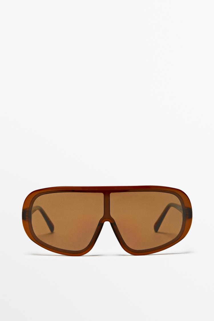 Oversized wrap sunglasses — Caramel