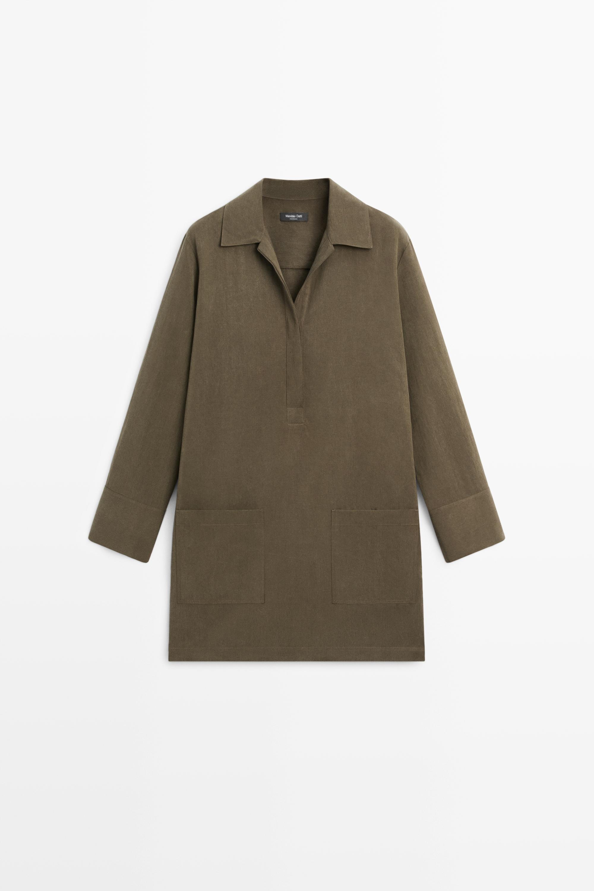 Abito corto a camicia con tasche