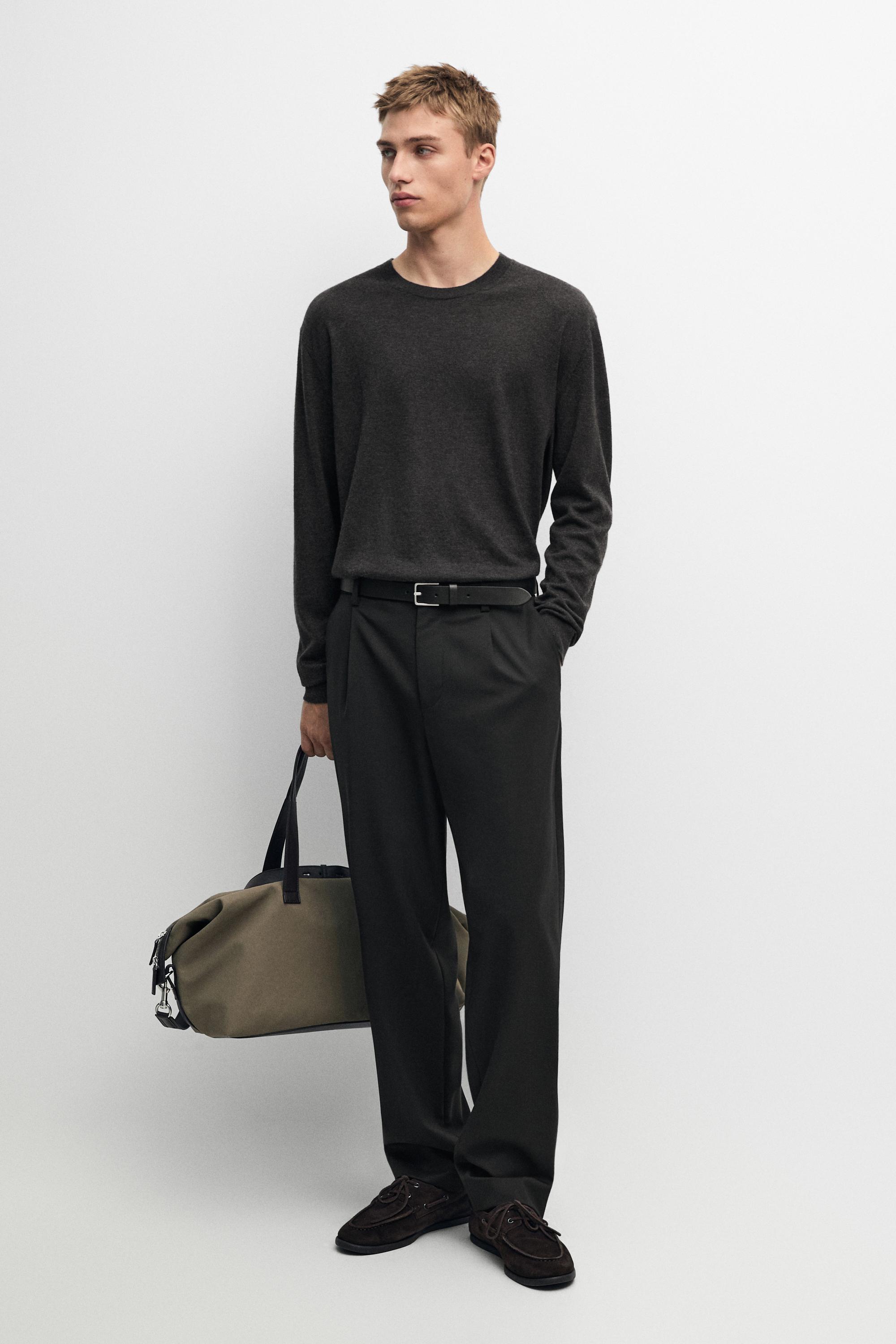 Wool blend cool wool darted pants — BLACK