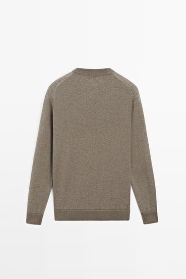 Cotton blend knit sweater — KHAKI 6