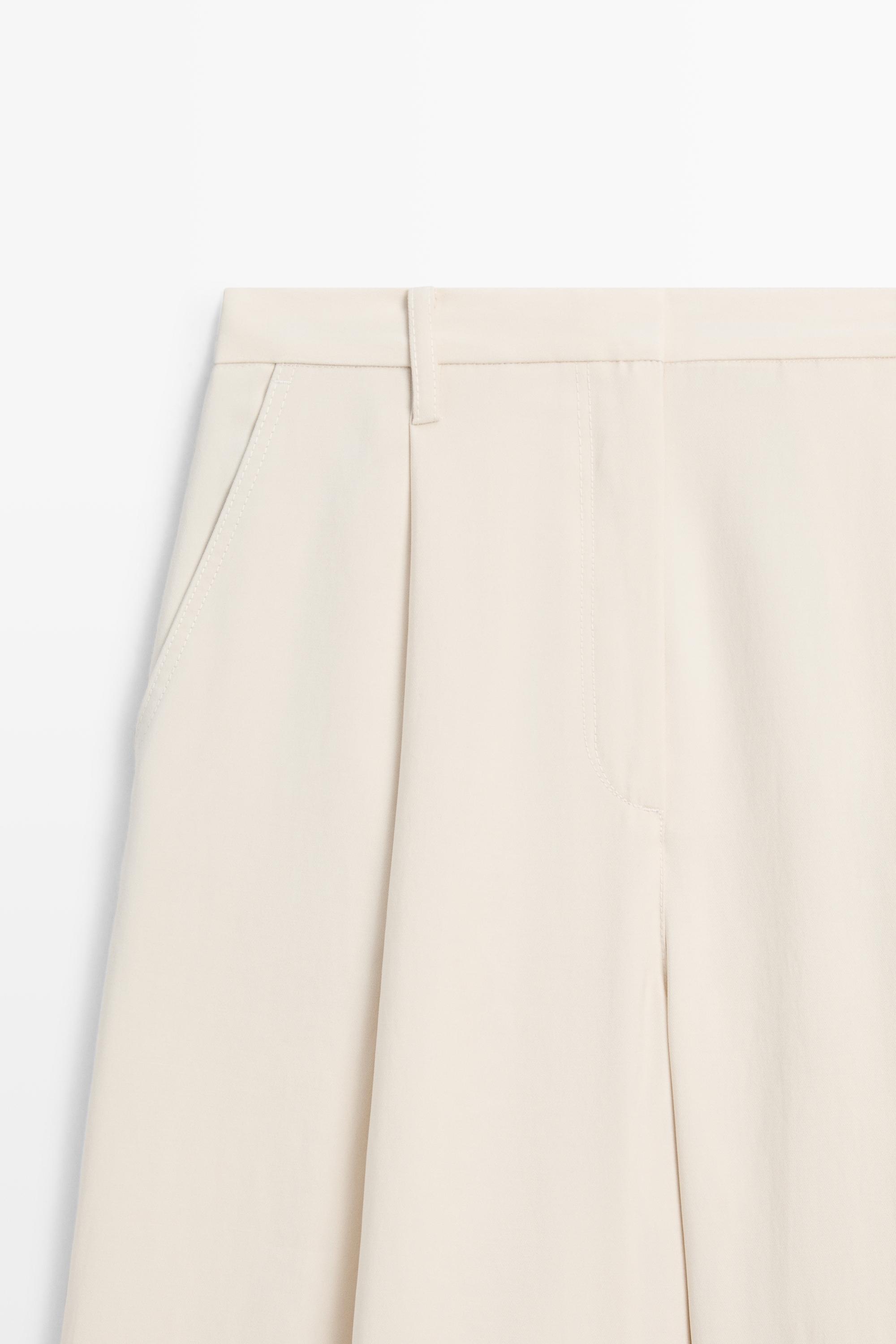 Flowing cropped wide-leg pants — CREAM