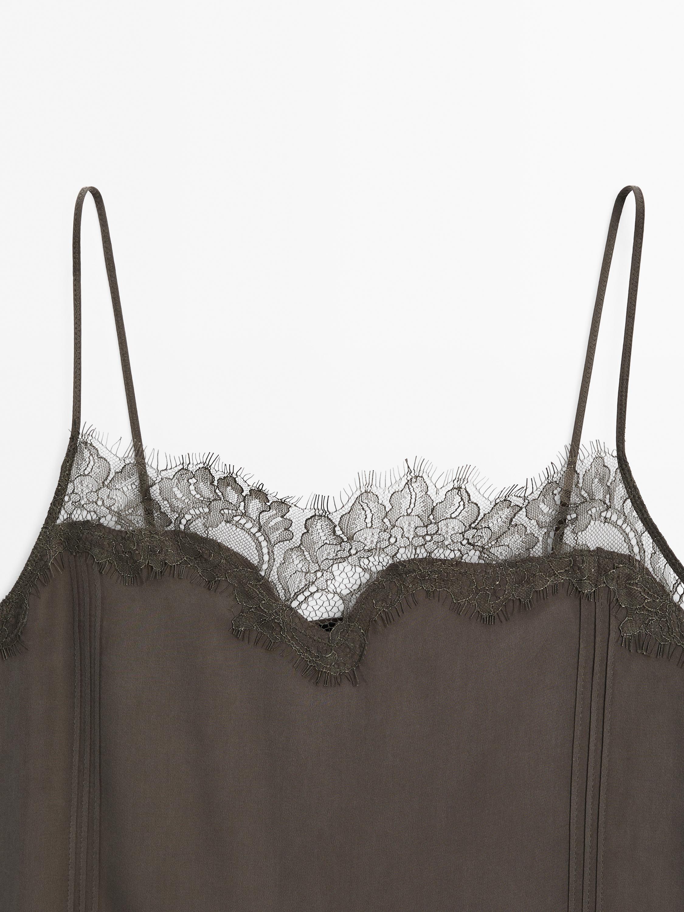Strappy lace-trimmed top