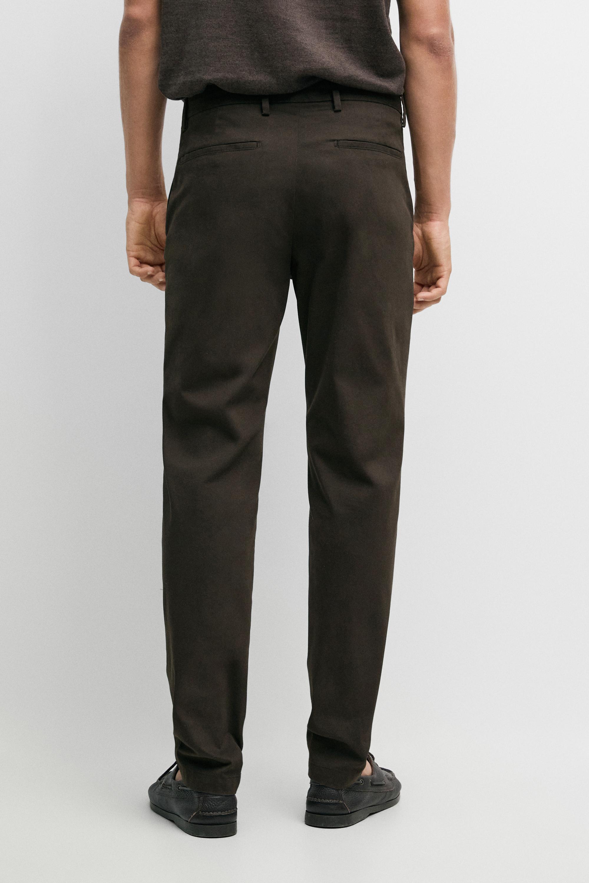 Slim fit cotton trousers — BROWN