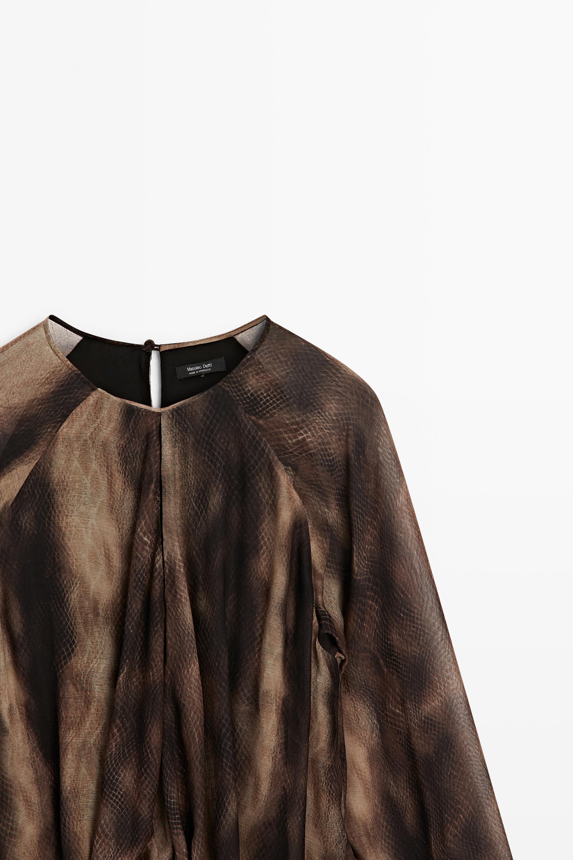 Flowing animal print dress — BROWN