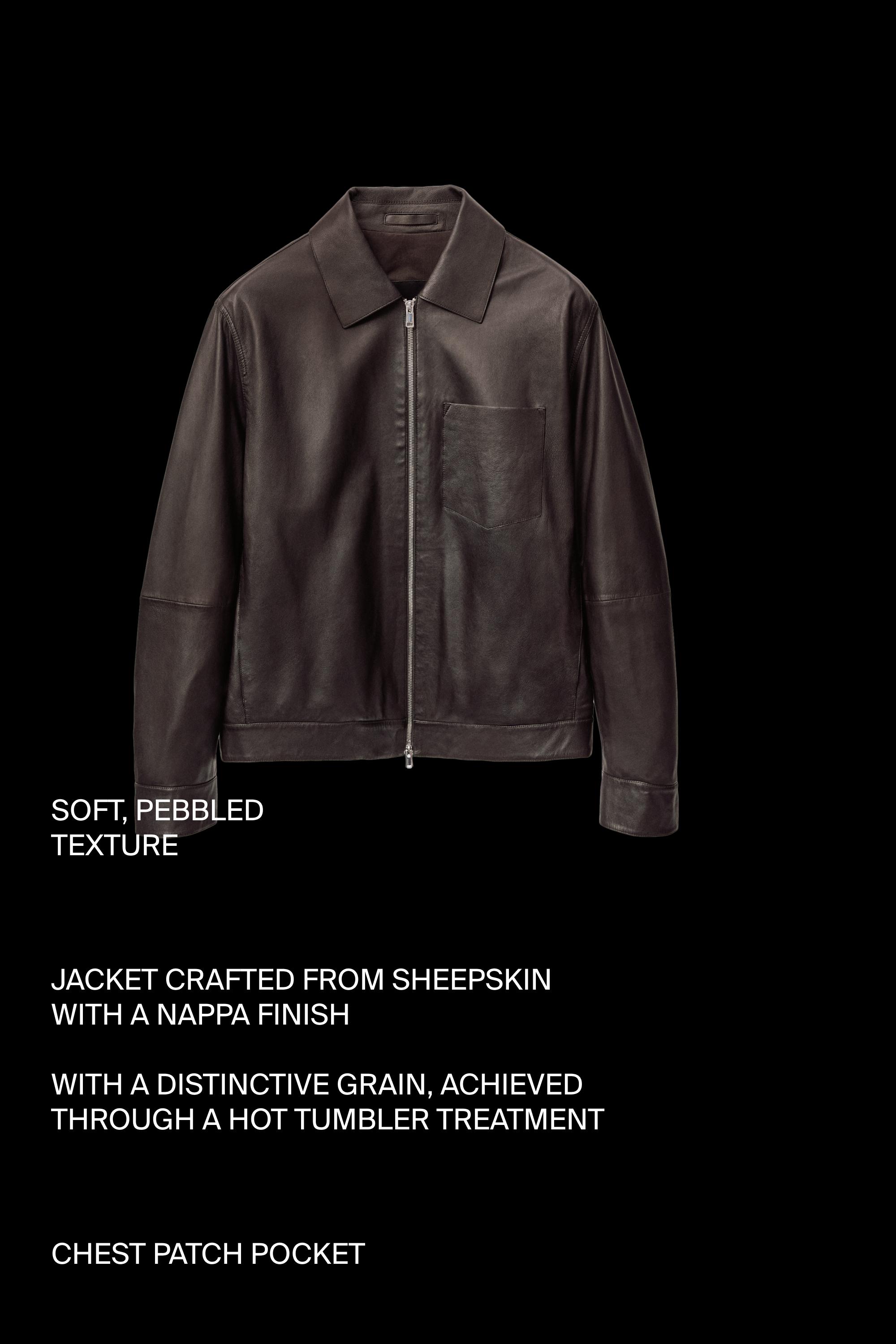 Nappa leather jacket with pocket — BROWN