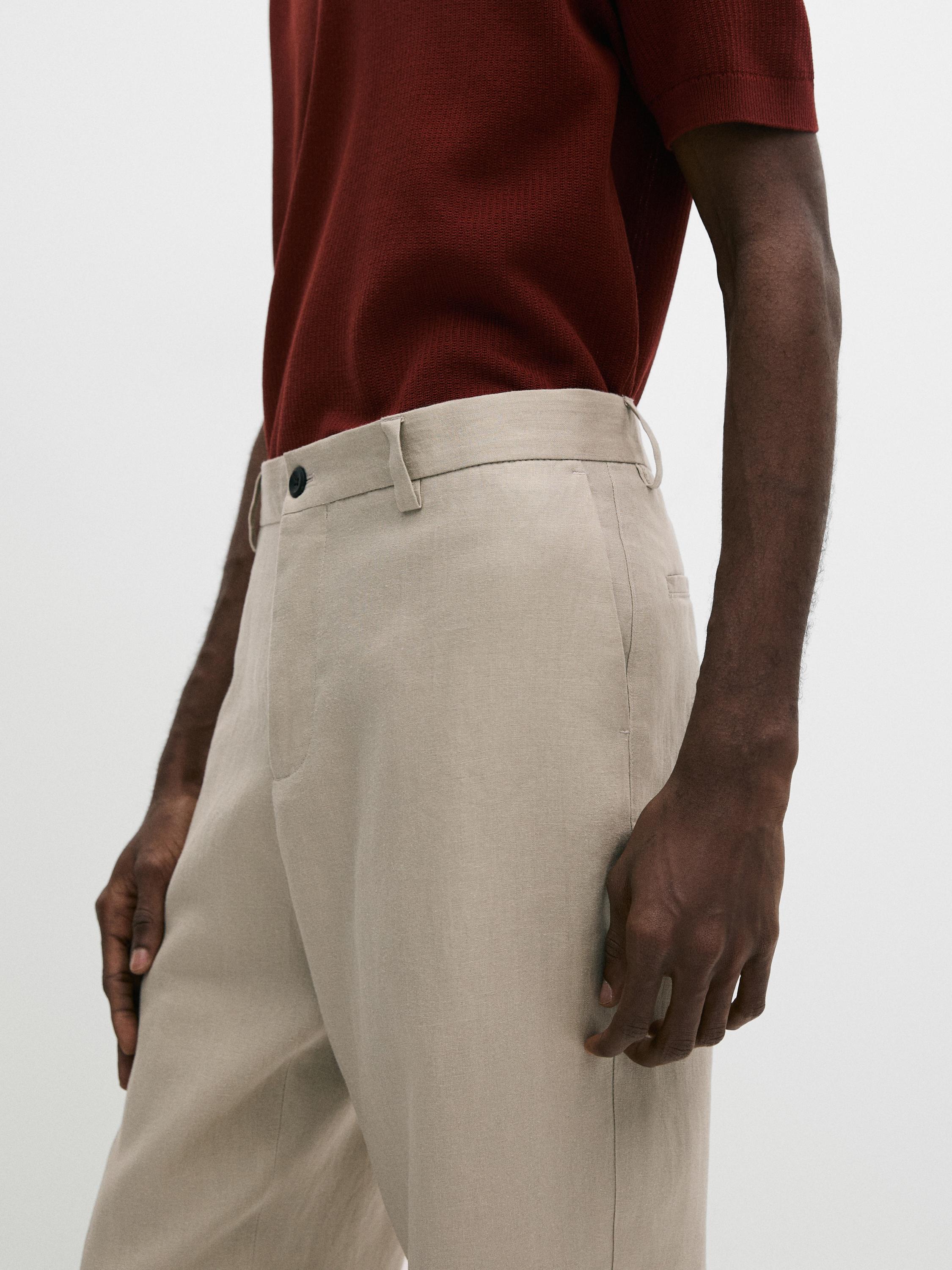 Linen suit pants — BEIGE
