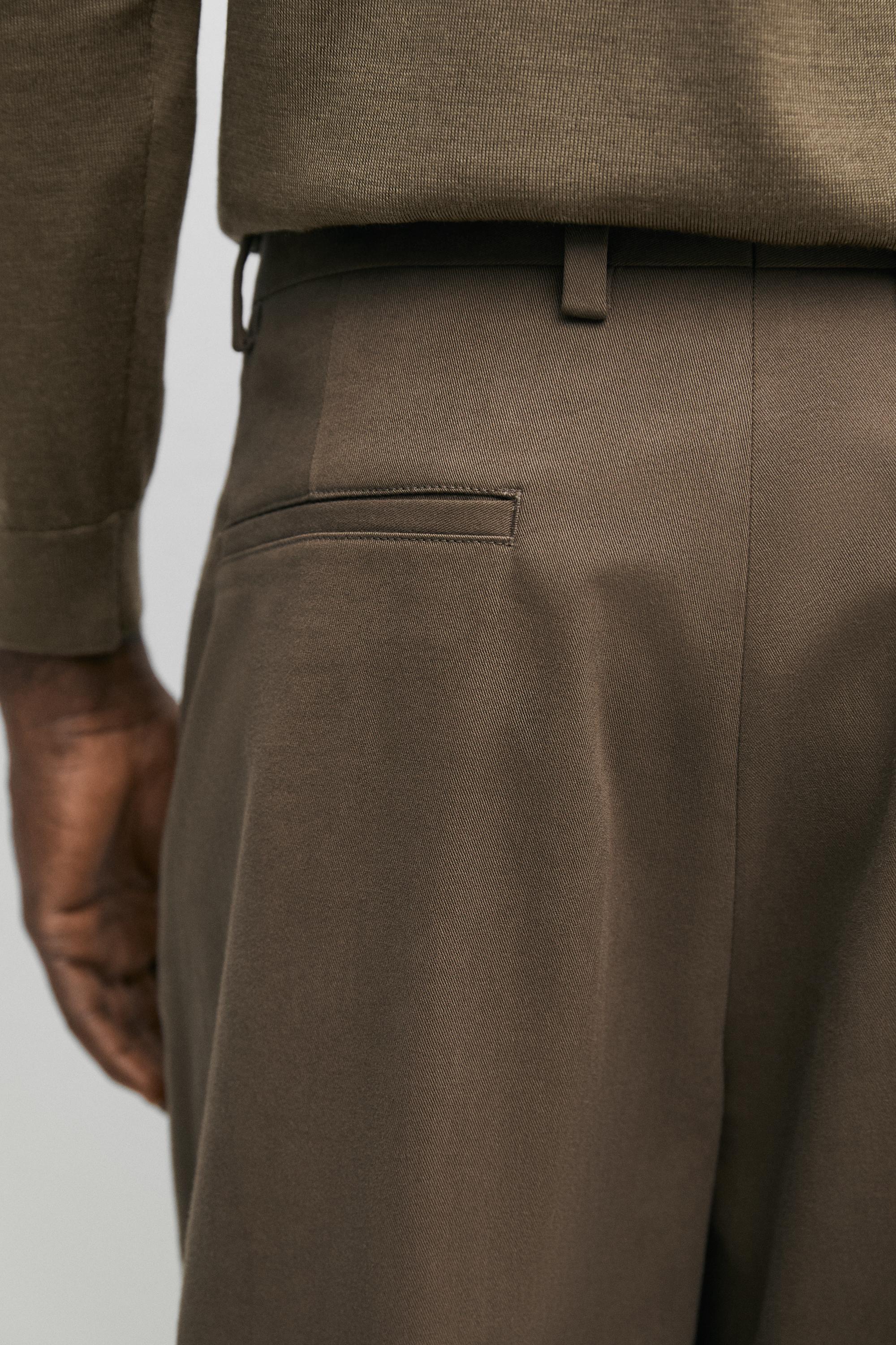 Cotton blend darted pants — MEDIUM CAMEL