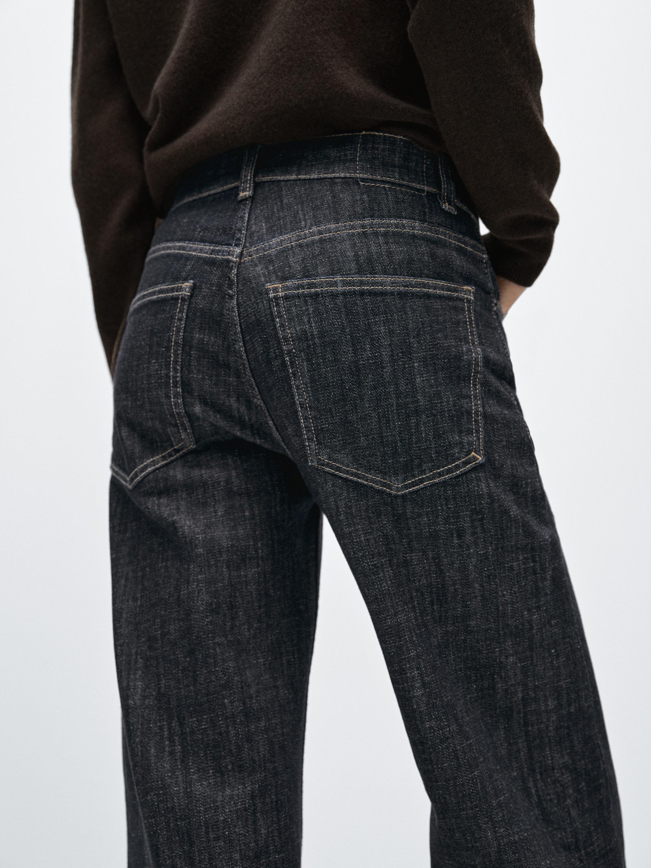 Flared high-waist jeans — DARK BLUE