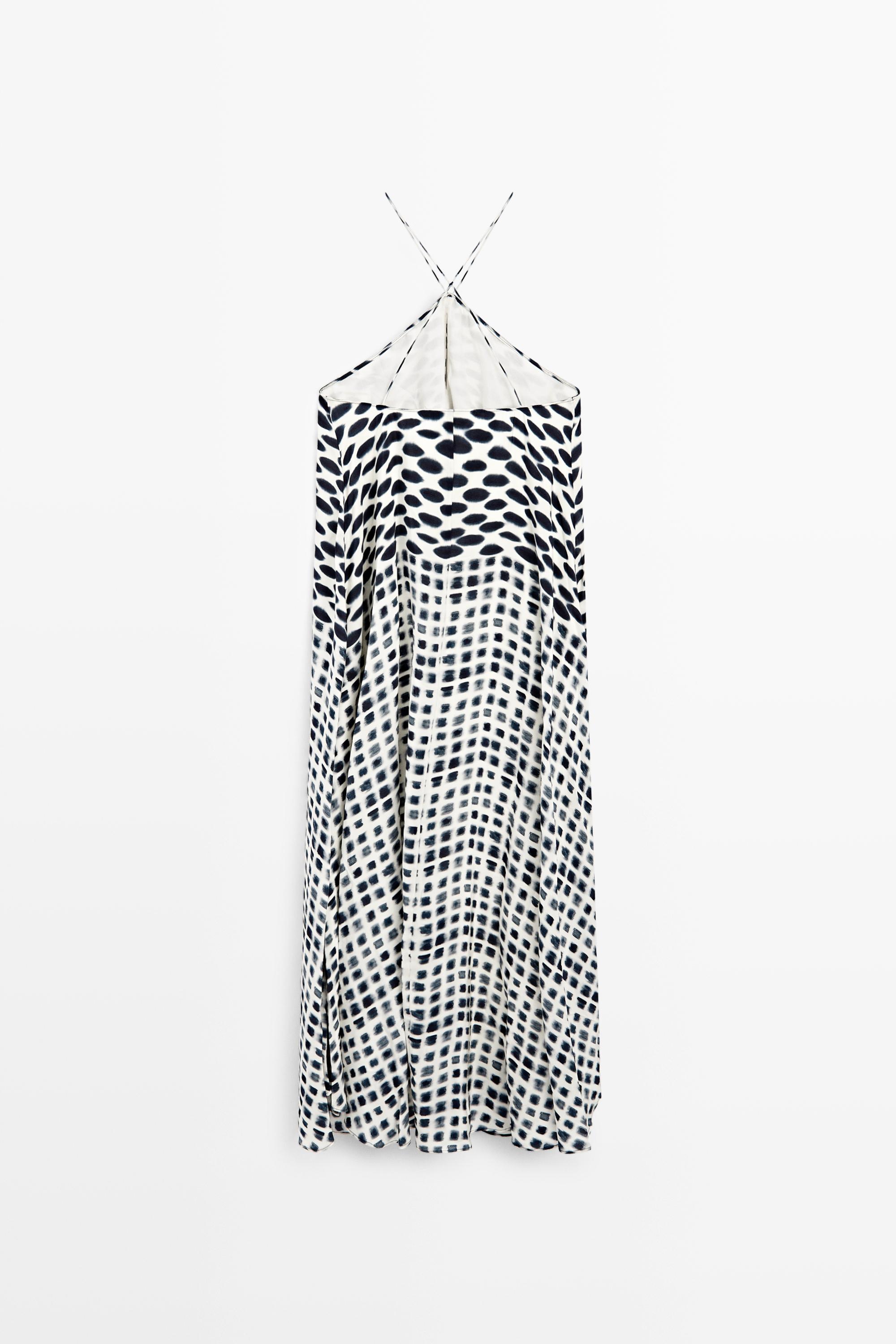 Printed flared midi dress — WHITE