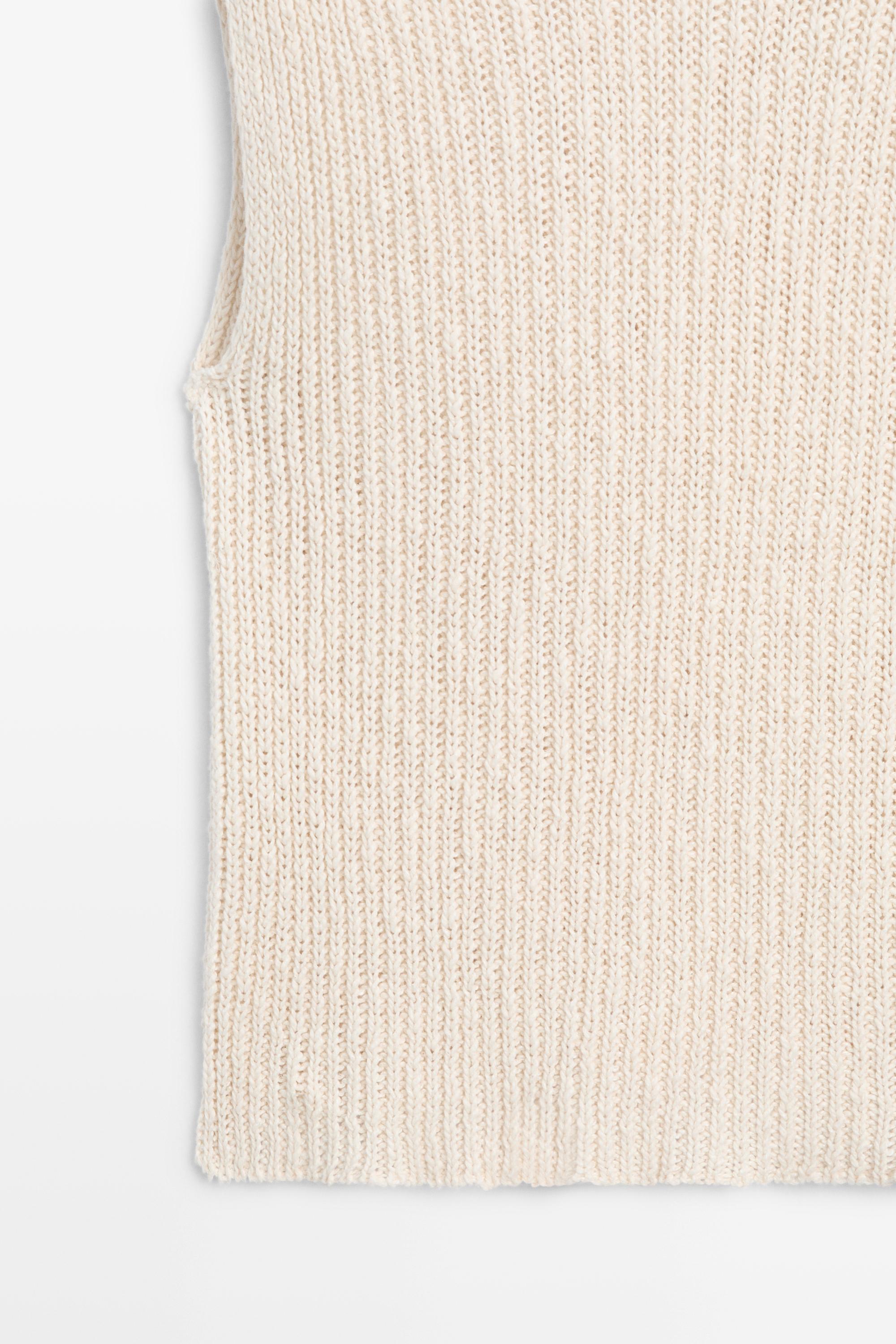 Linen blend openwork mock turtleneck top - LIMITED EDITION — CREAM