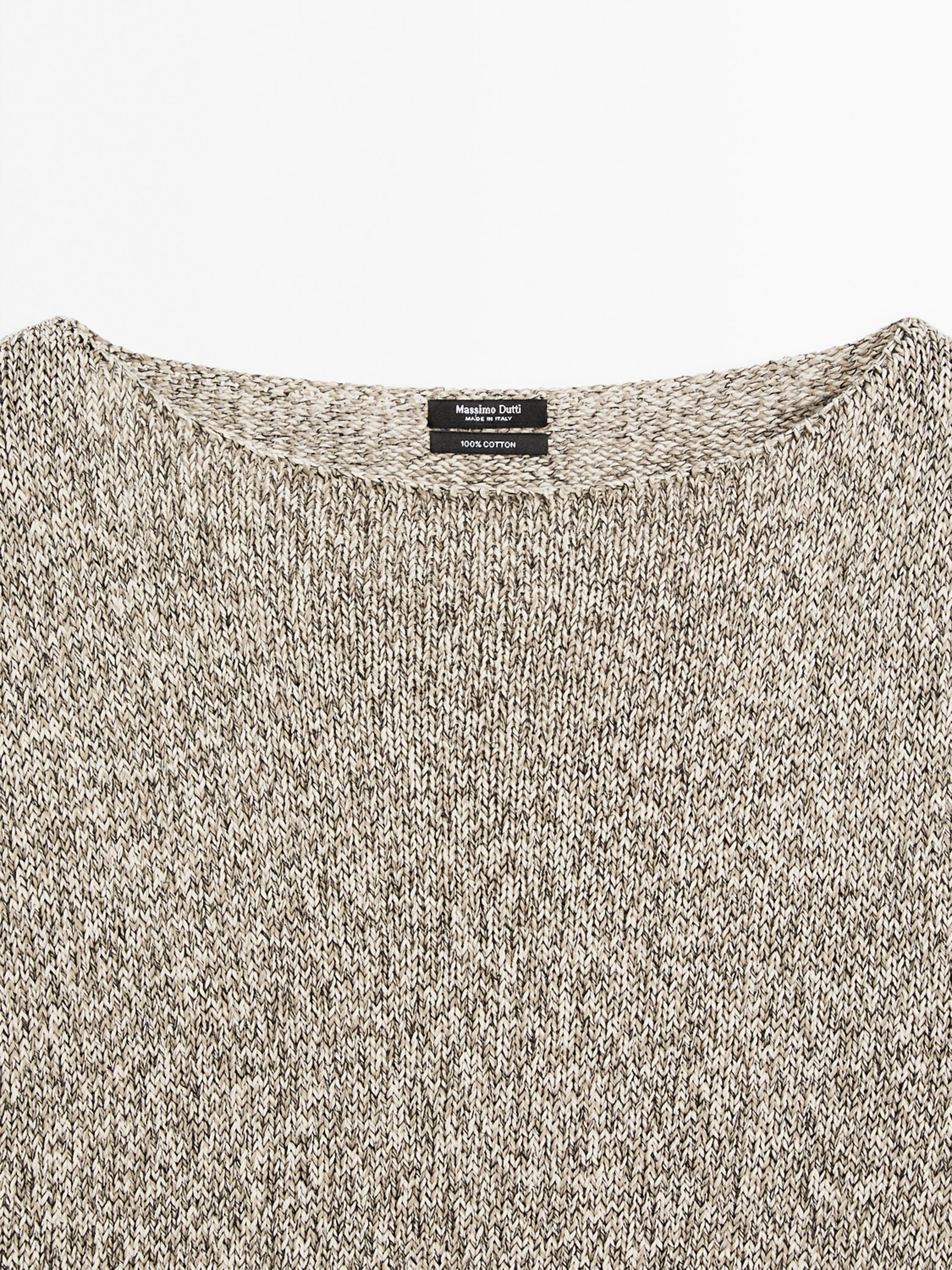 Mouliné boat neck knit sweater