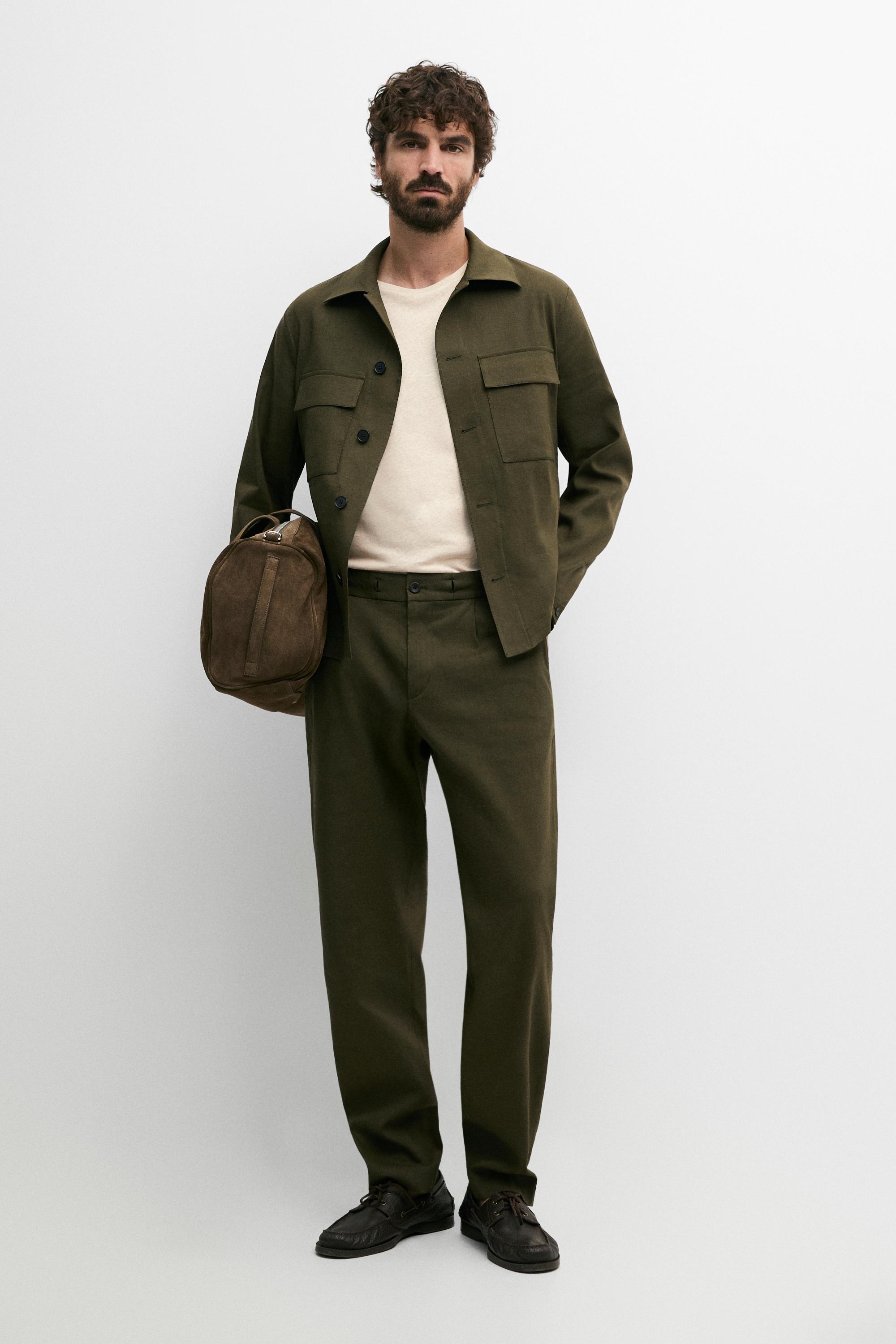 Total look overshirt with pocket detail — GREEN