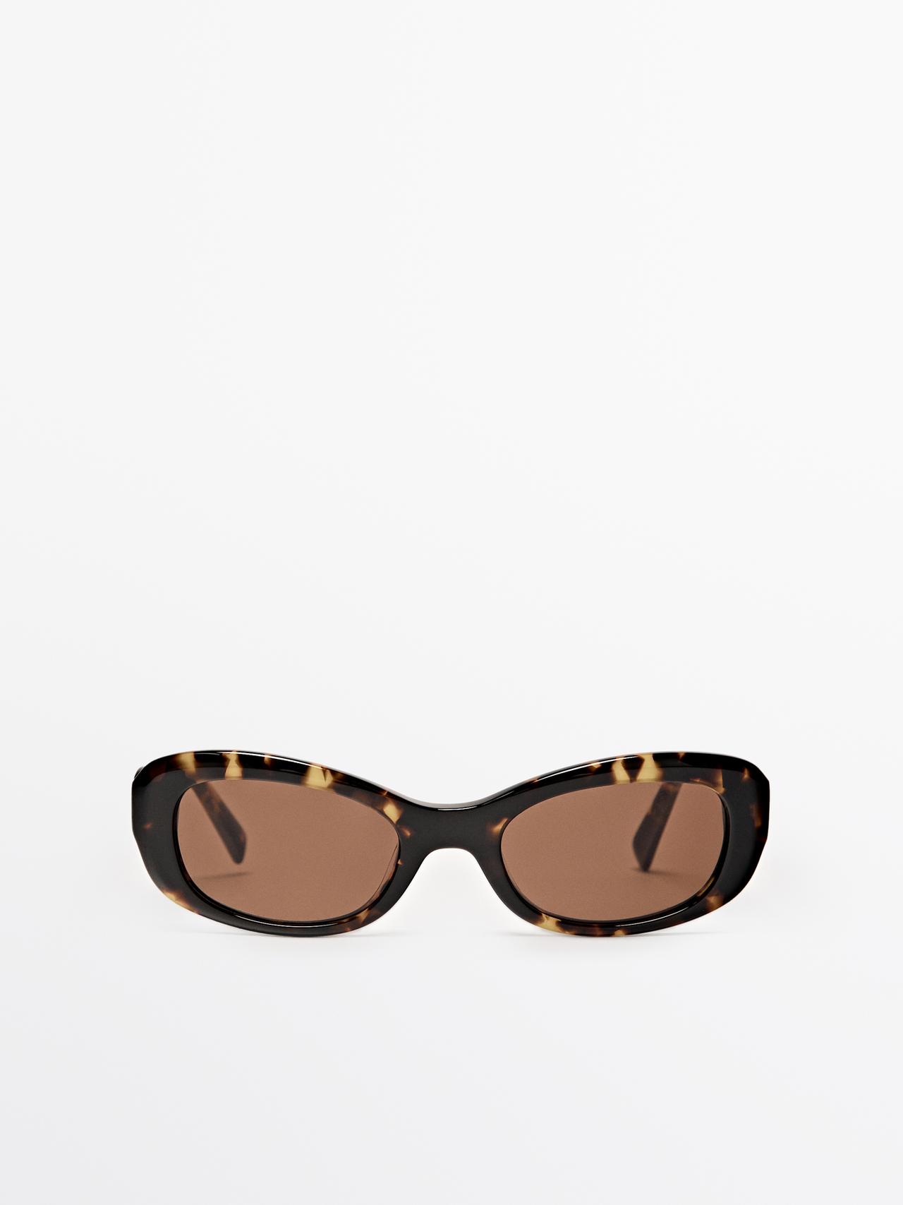 Owalne Okulary Przeciwsłoneczne - Brązowy - 01 - Massimo Dutti - Kobieta