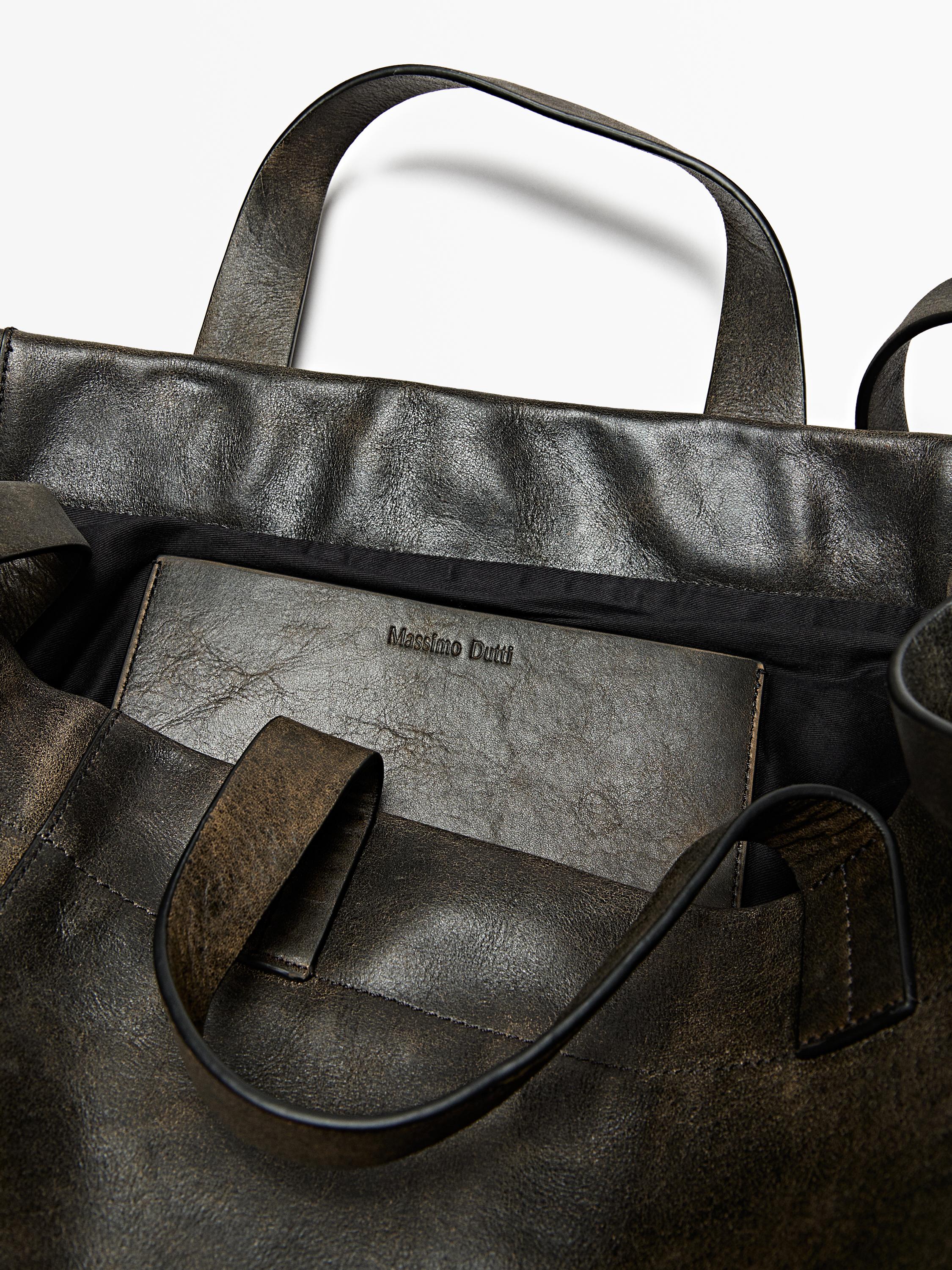 Tote-Bag aus Nappaleder mit Craquelé-Effekt