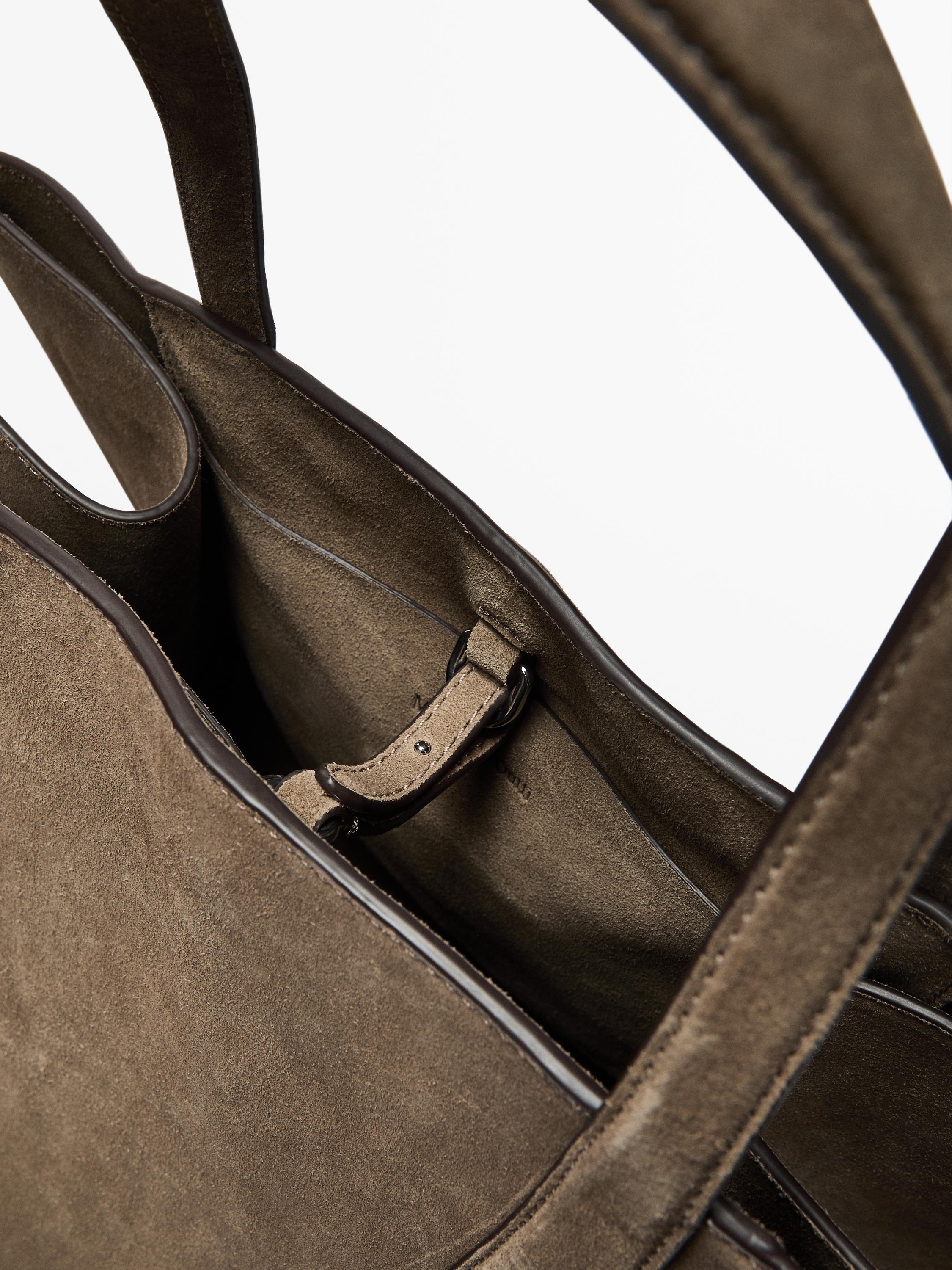 Split suede maxi tote bag