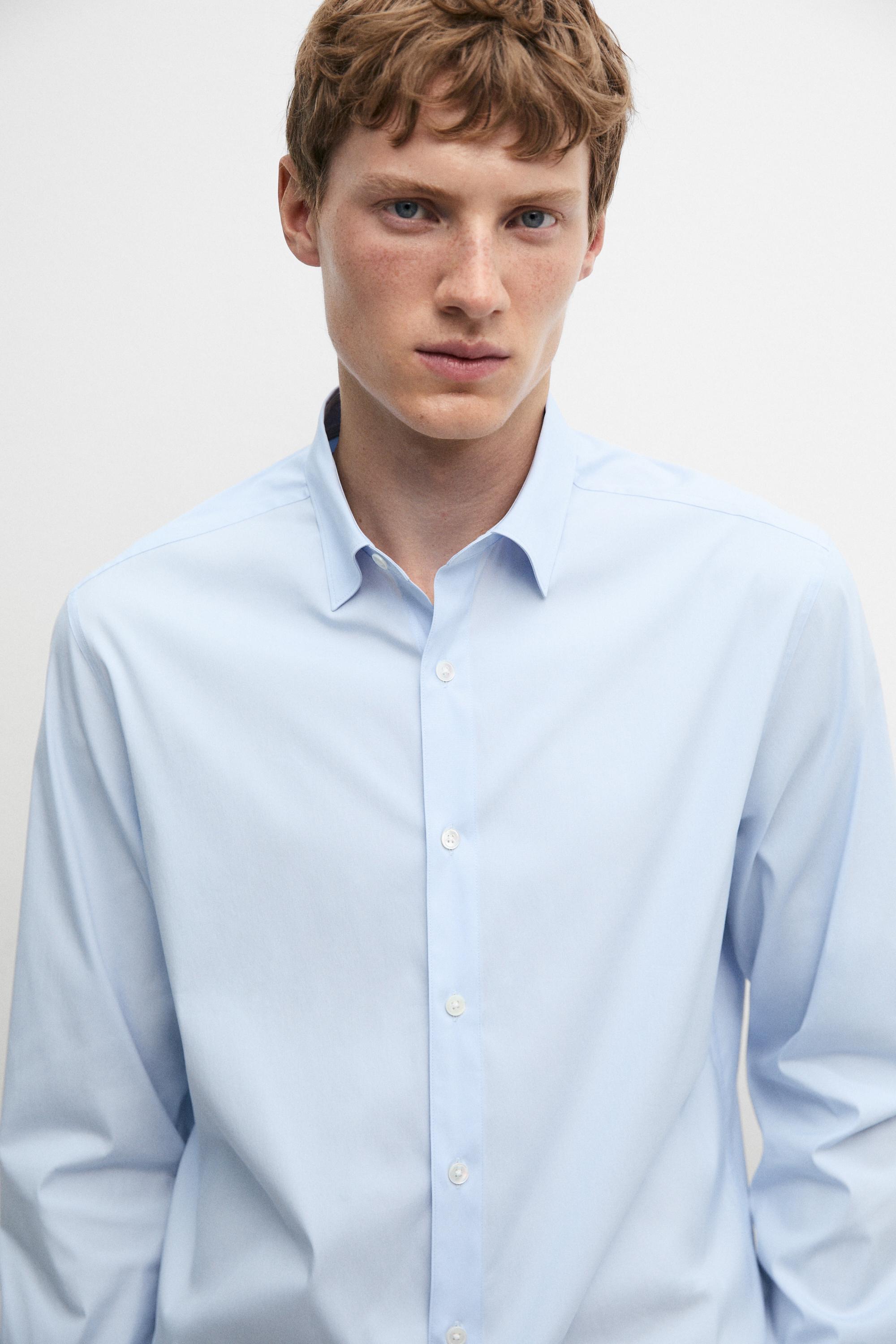 Slim fit stretch shirt — Sky blue