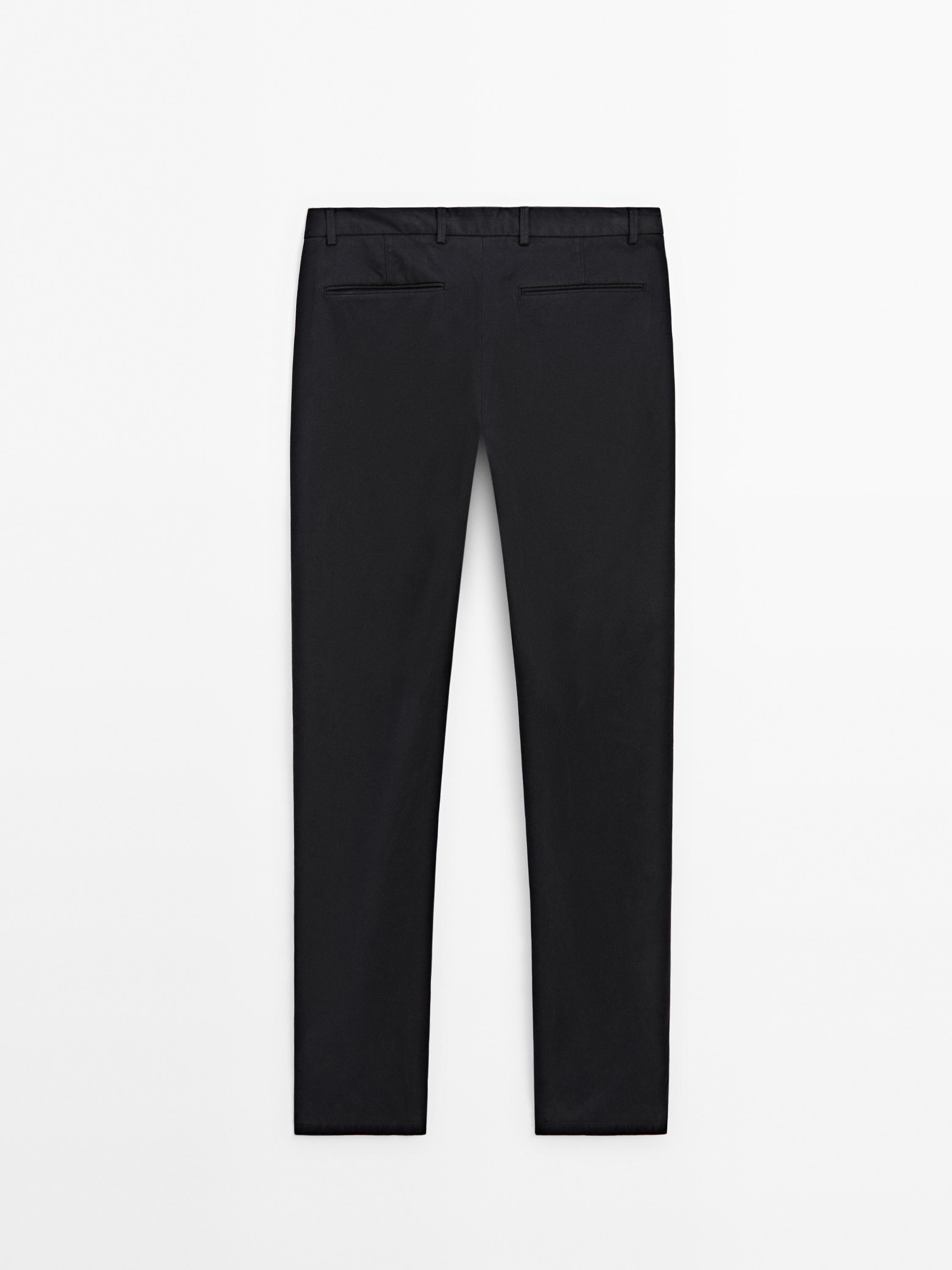 Cotton blend regular fit trousers