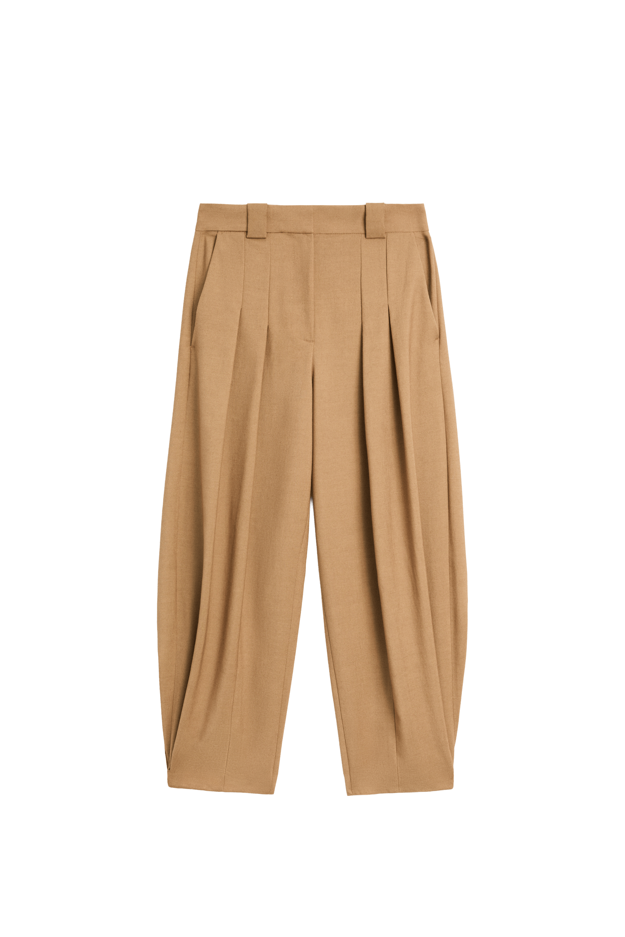 Pleated wool-blend pants · Camel · Trousers | Massimo Dutti