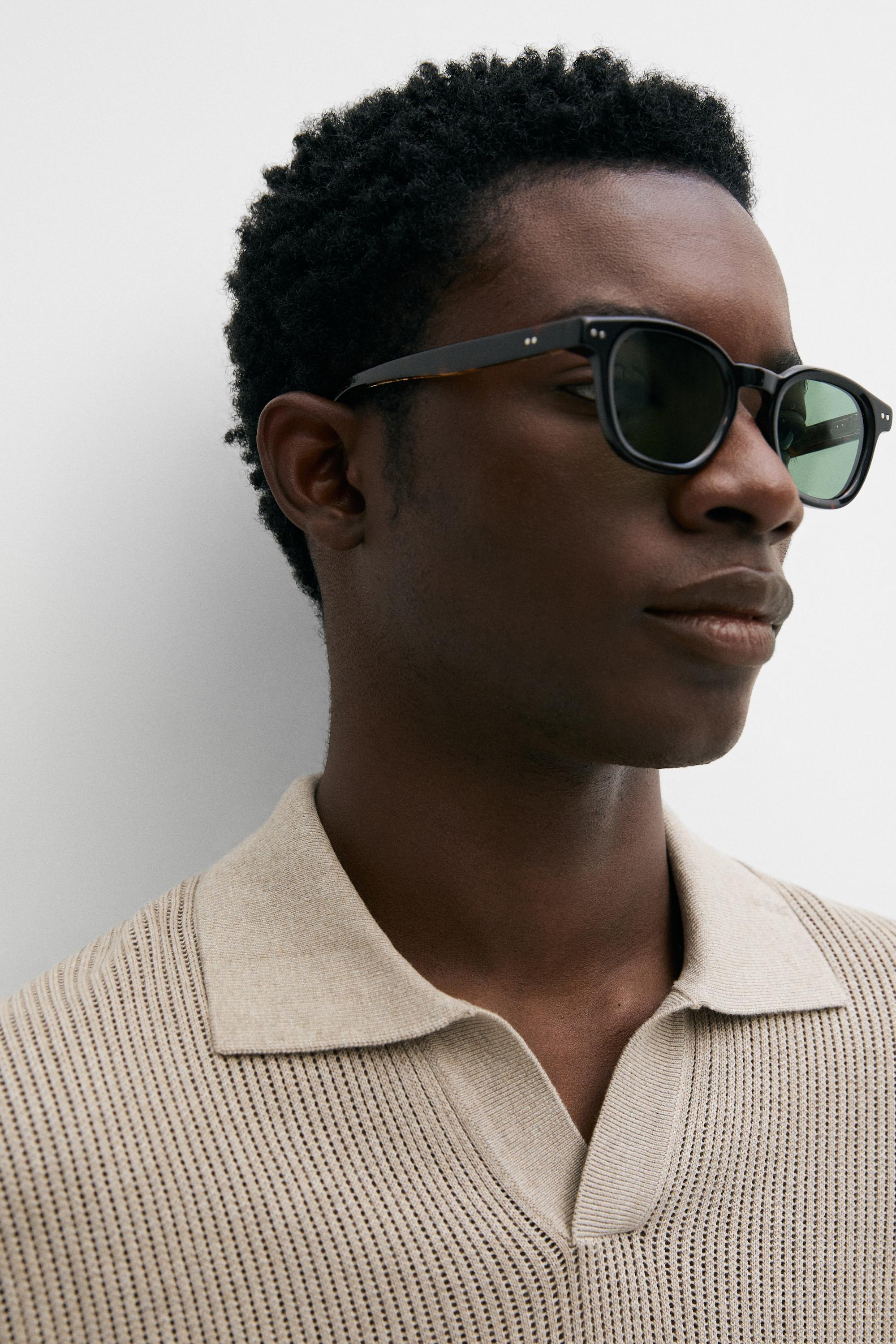 Cotton-blend V-neck knit polo shirt — MINK