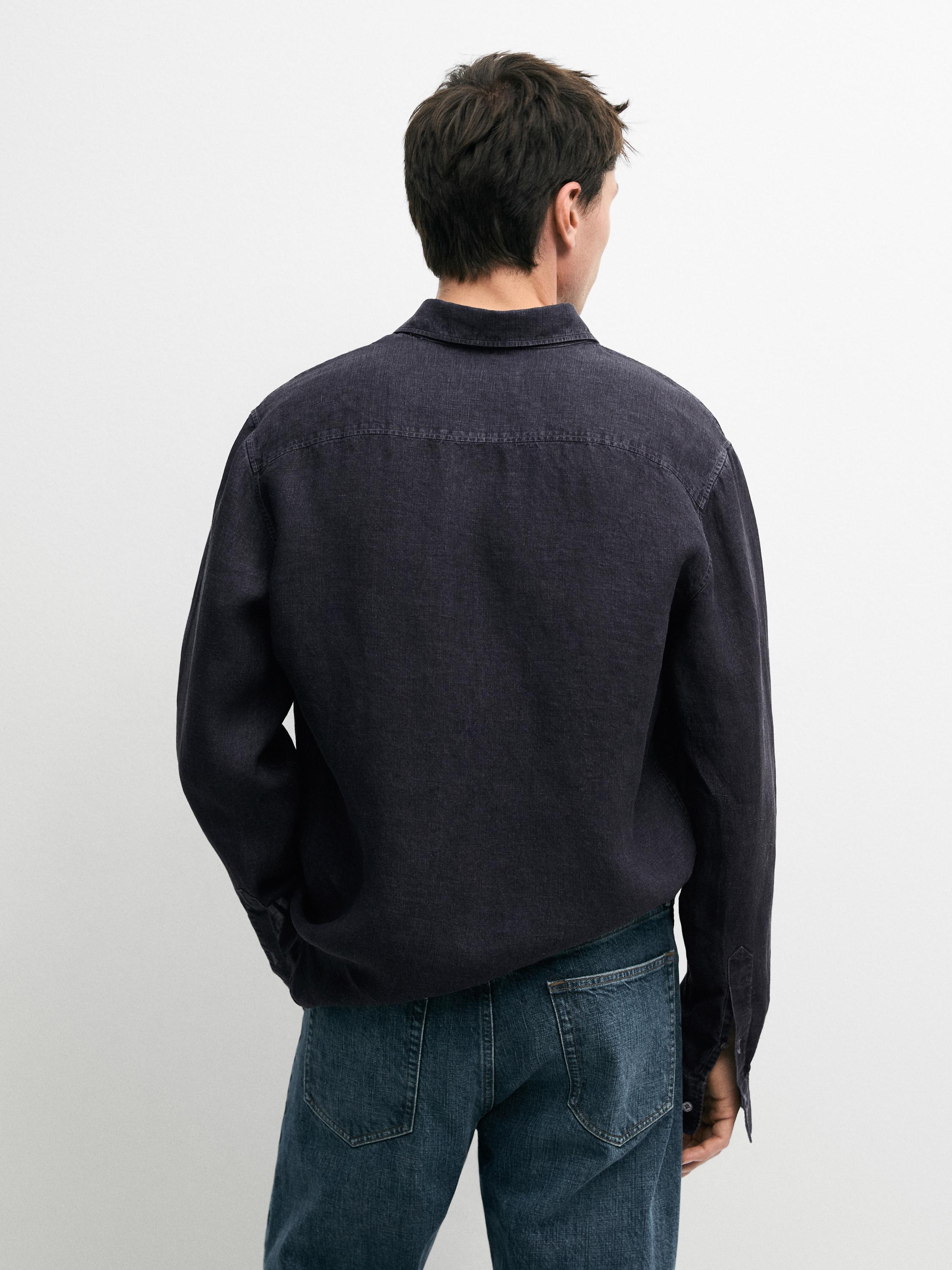 100% linen regular fit shirt — INDIGO