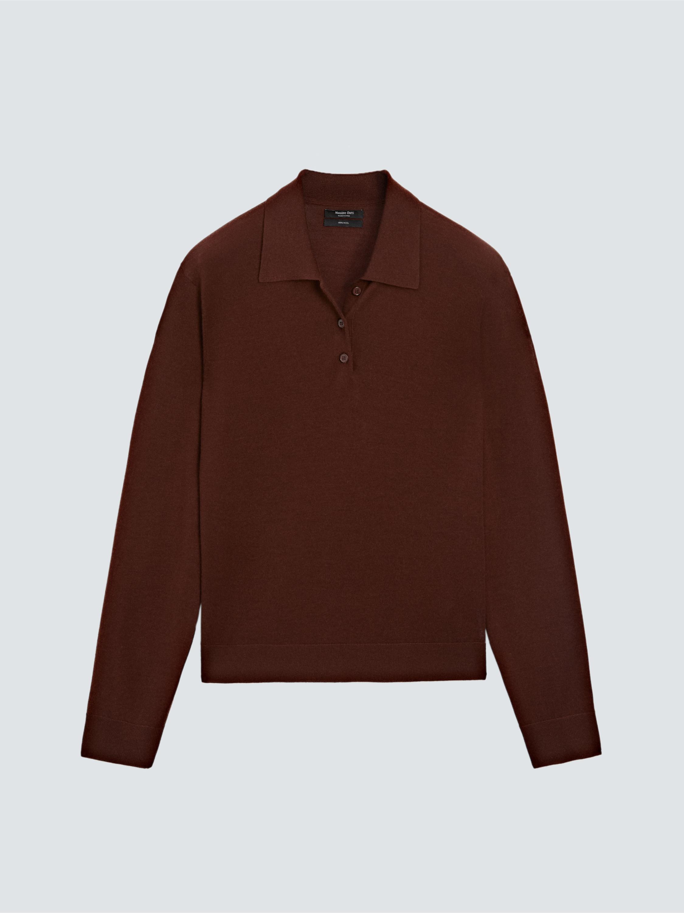 100% wool polo collar sweater with buttons