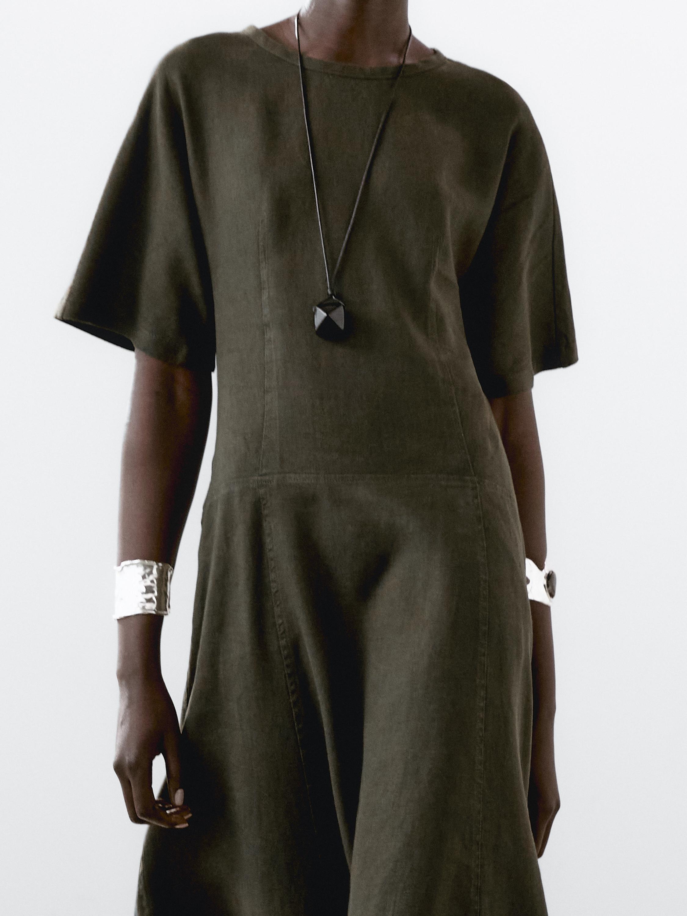 100% linen short sleeve dress