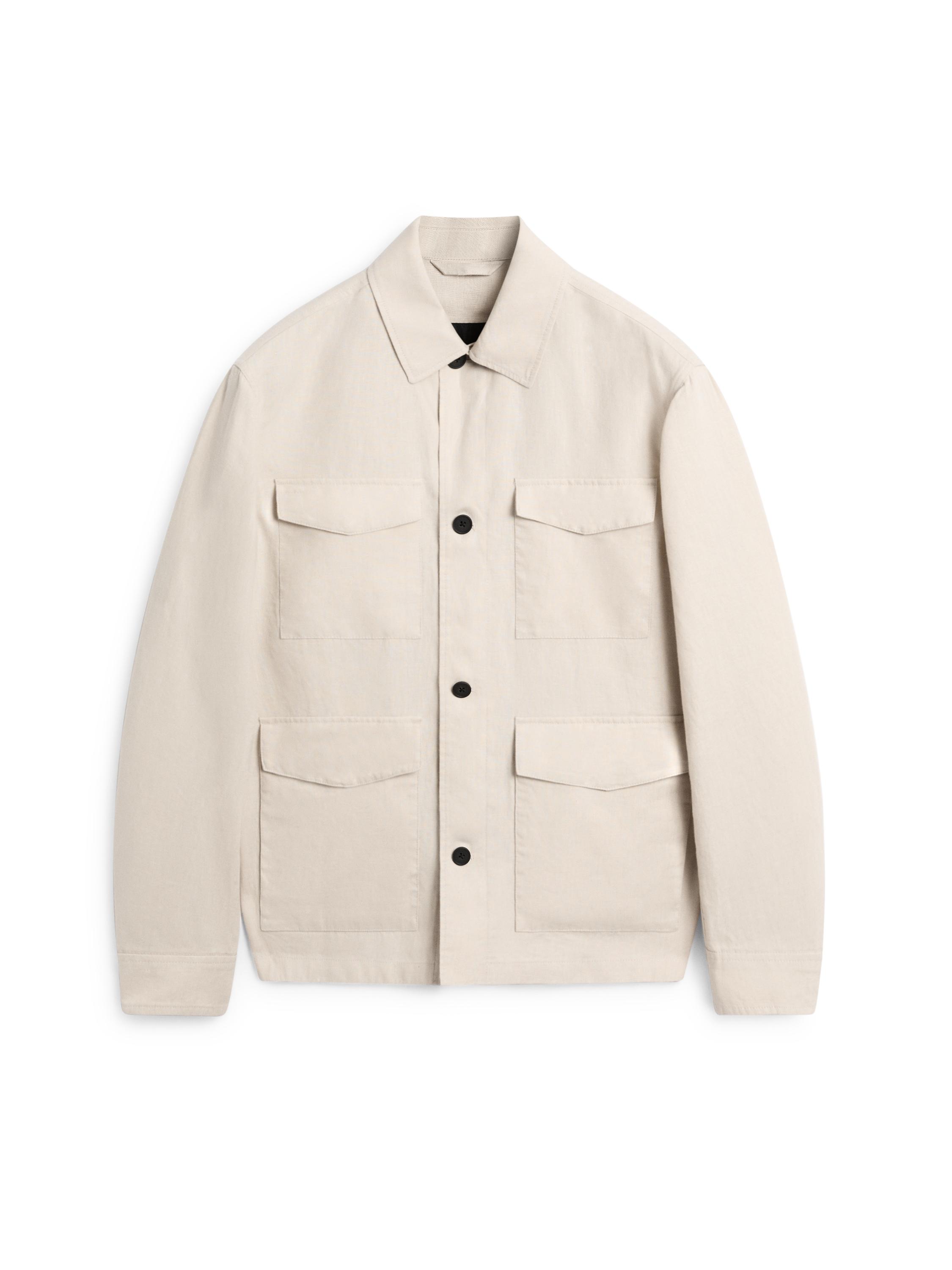 Lightweight linen jacket with pockets — STONE