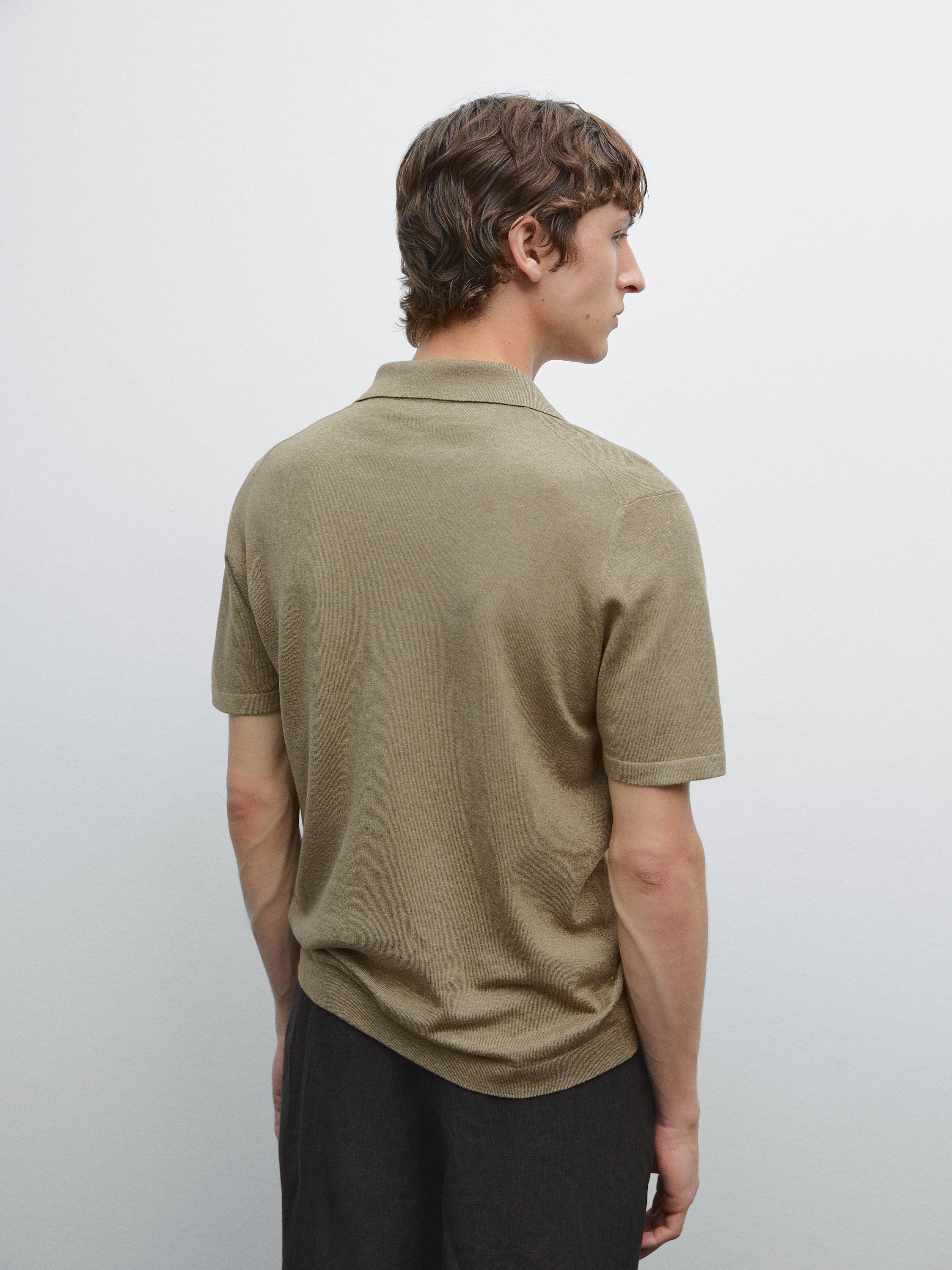 Cotton blend knit polo shirt