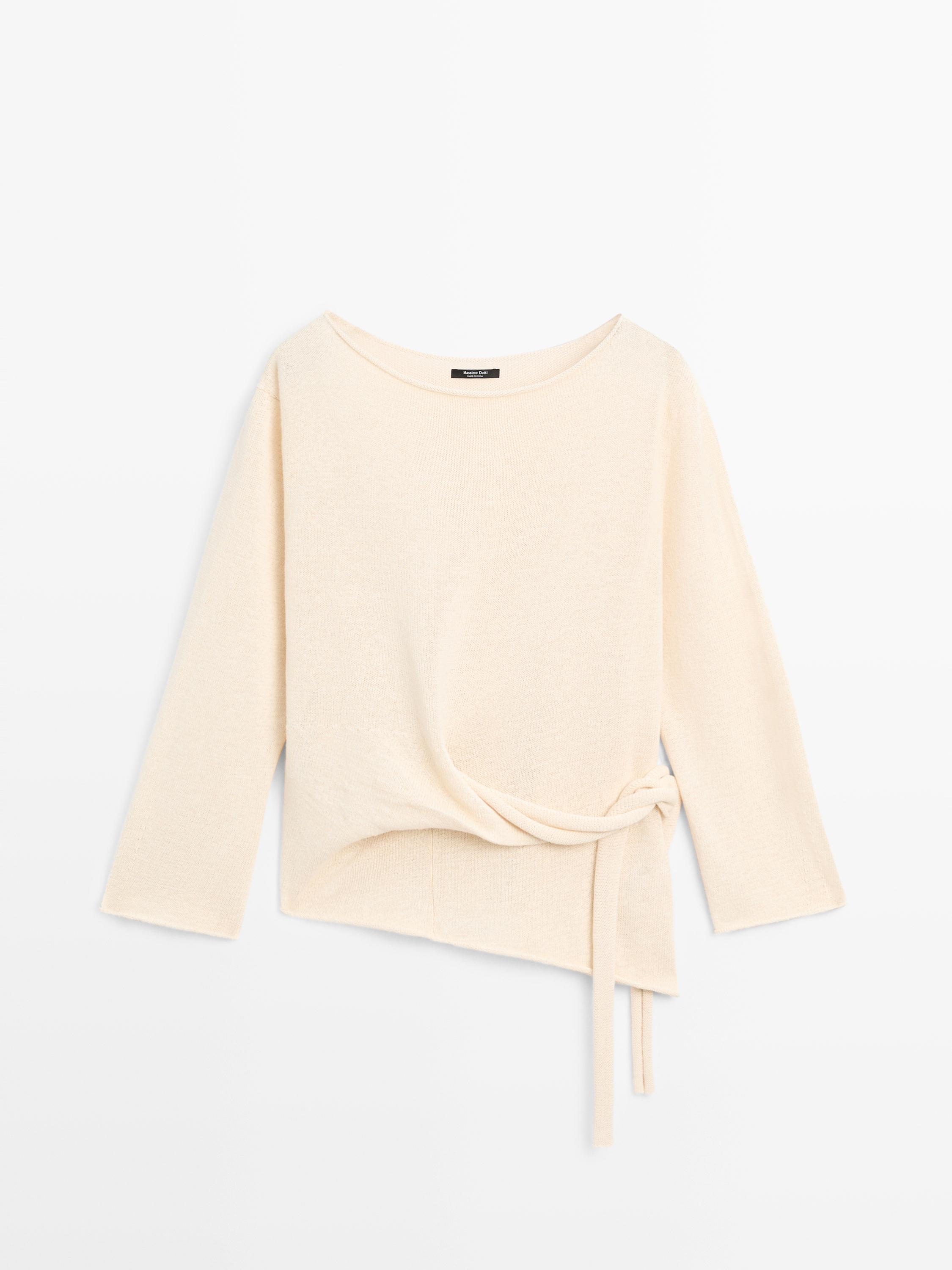 Pull asymétrique avec détail de lien en lin