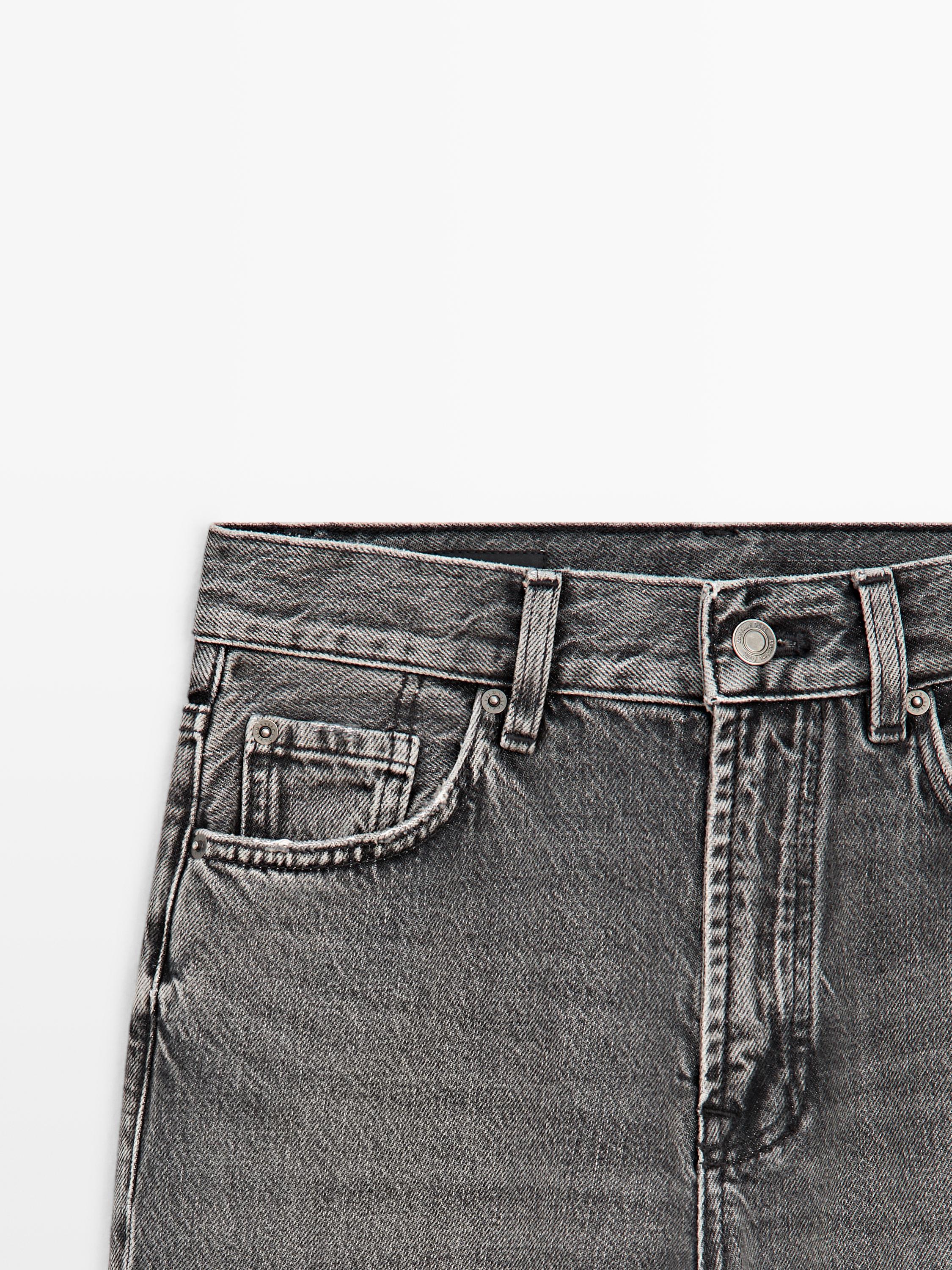 Straight-leg high-waist jeans — CHARCOAL