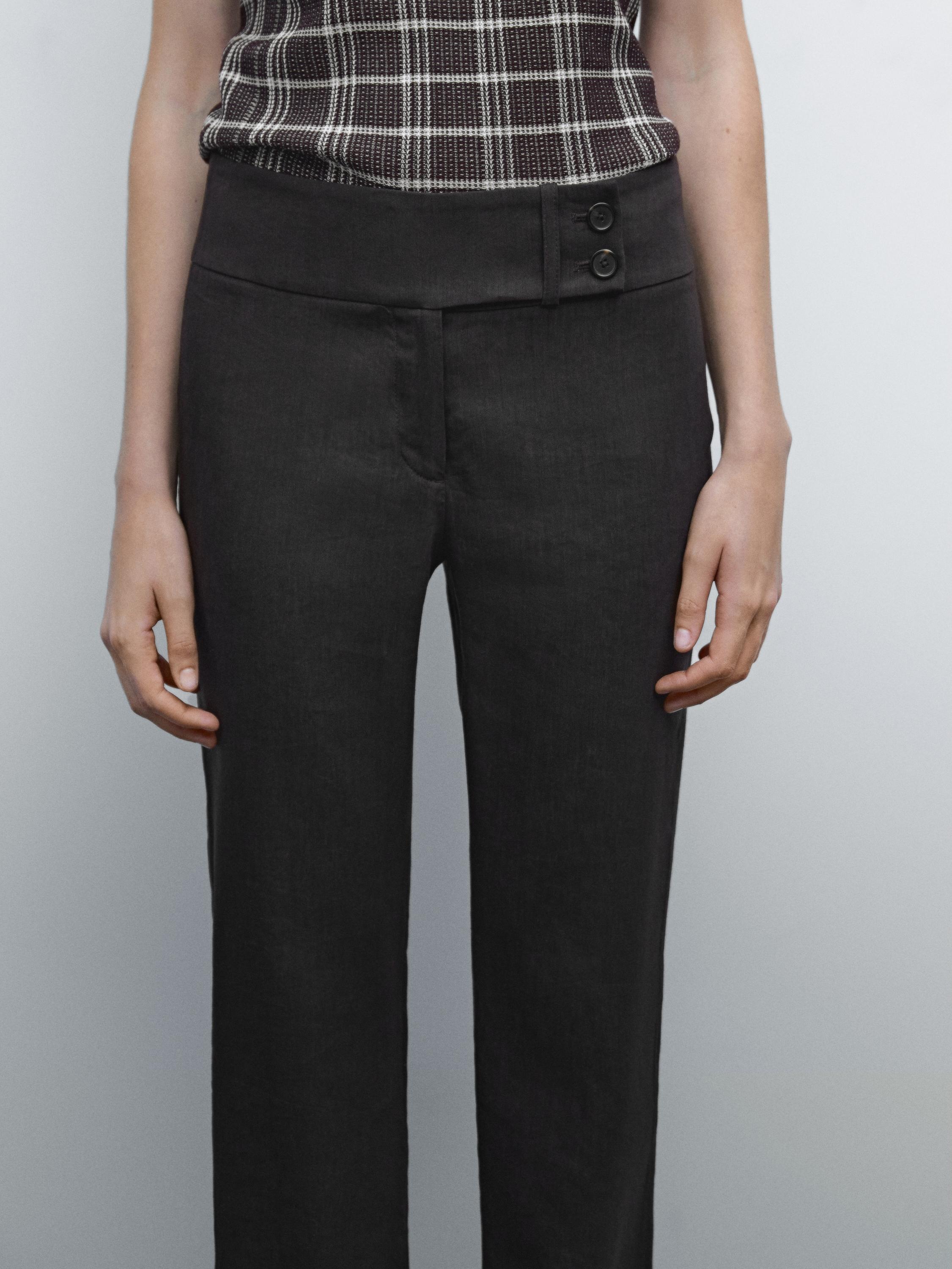 Pantalon regular fit taille moyenne élastiqué
